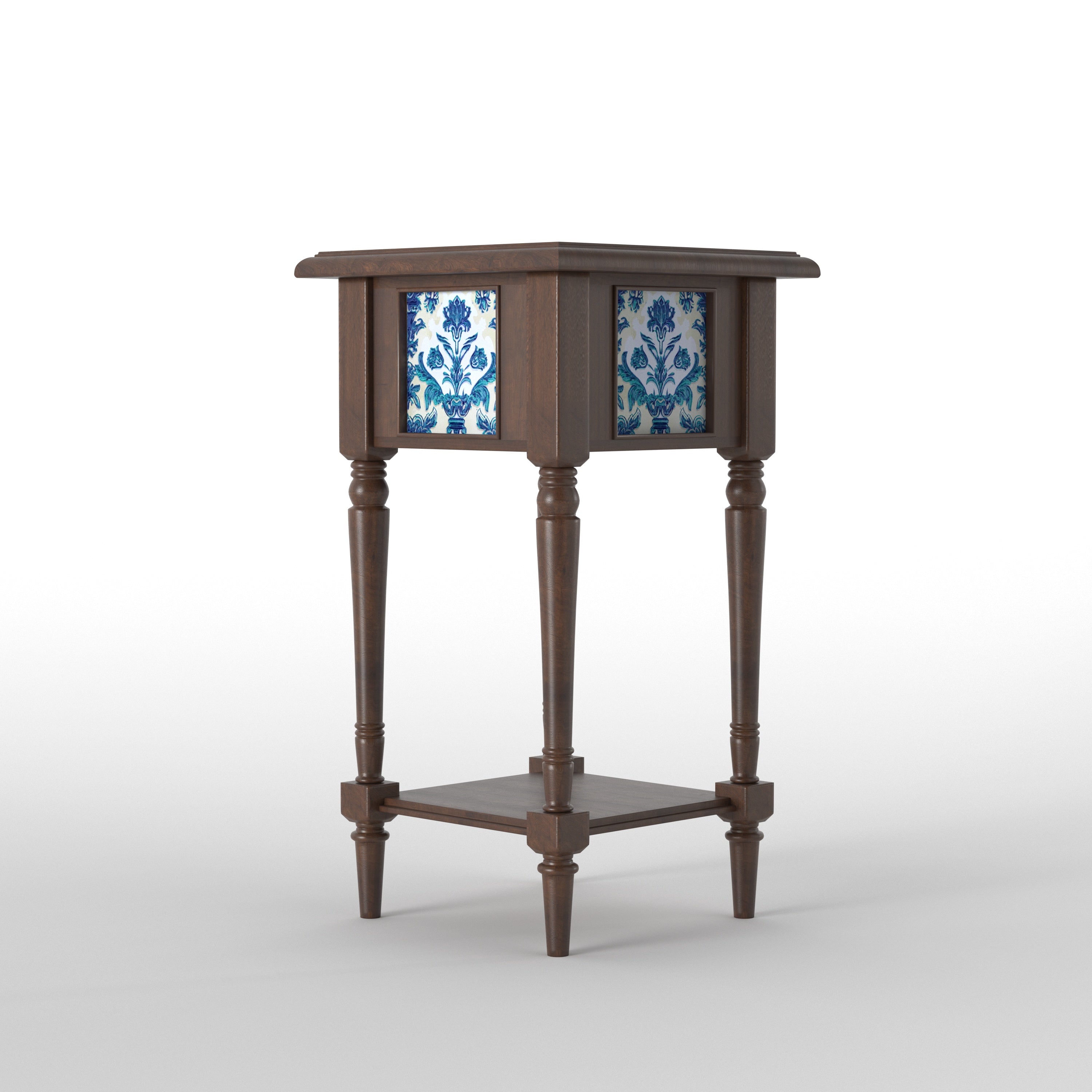 Decorative Tall Accent Side Table with Artistic Panel Design End Table