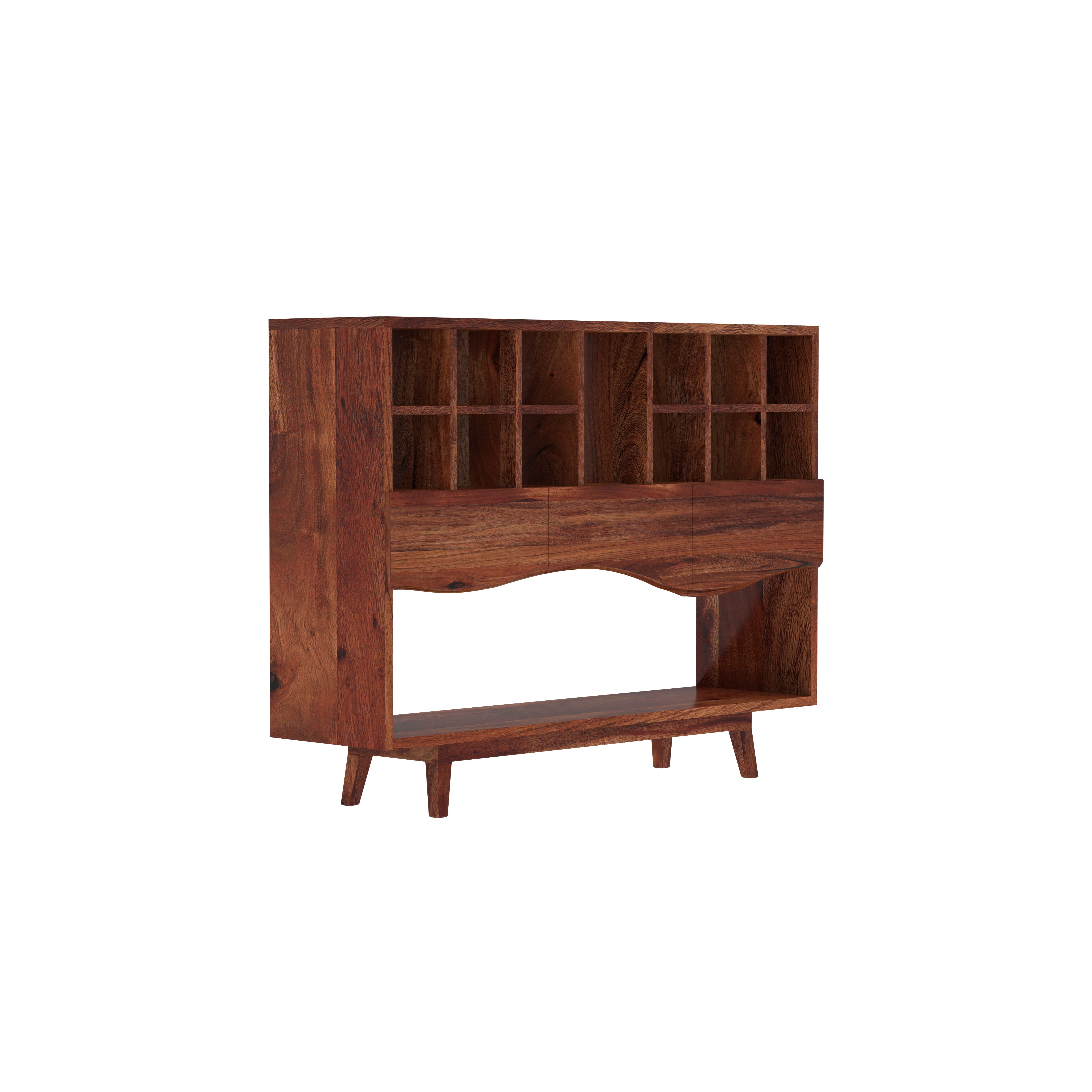 Mid-Century Sideboard with Cubby Storage & Tapered Legs Cupboard