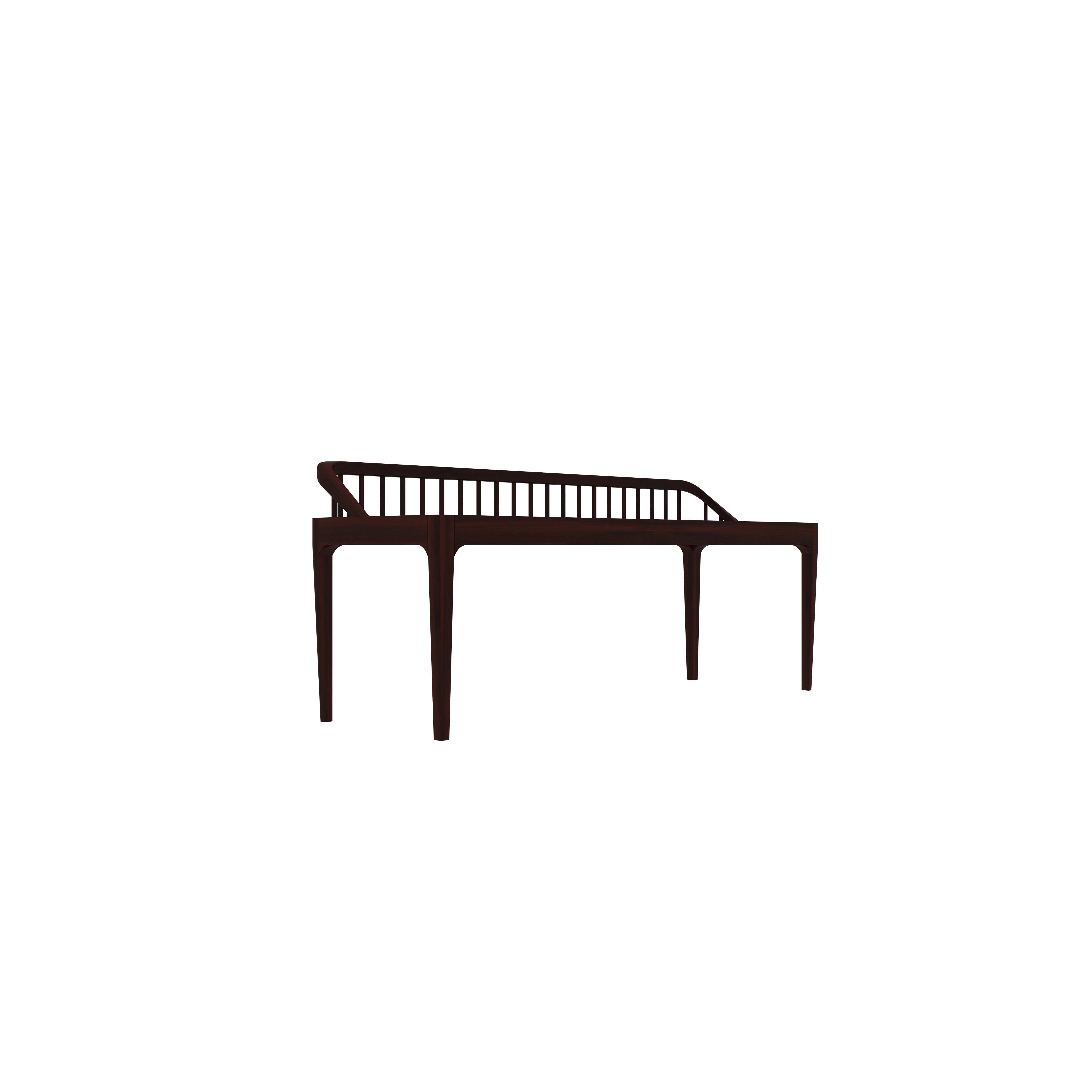 Minimalist Dark Wood Bench with Spindle Backrest Bench