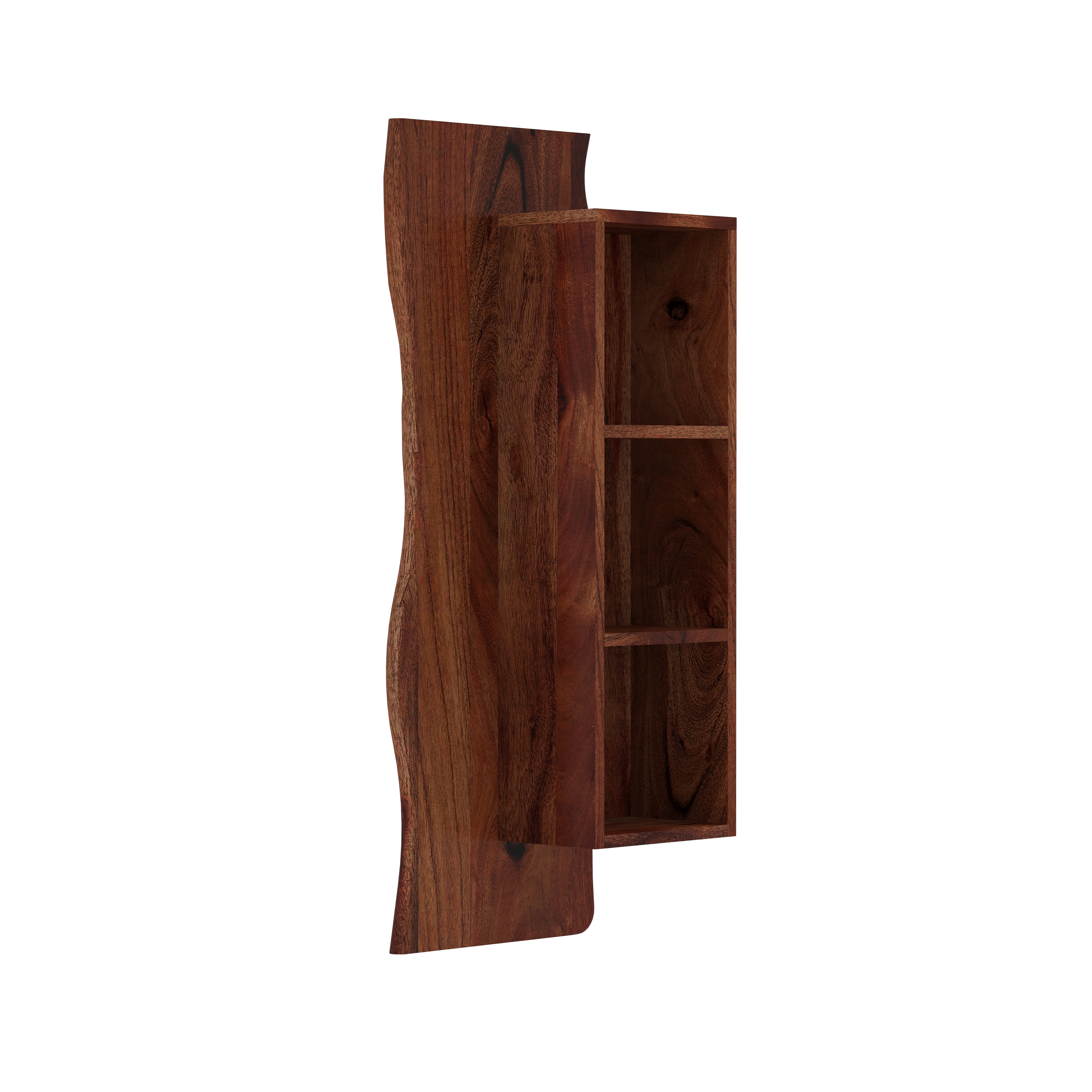 Vertical Wall Shelf with Live Edge Design Wall Rack