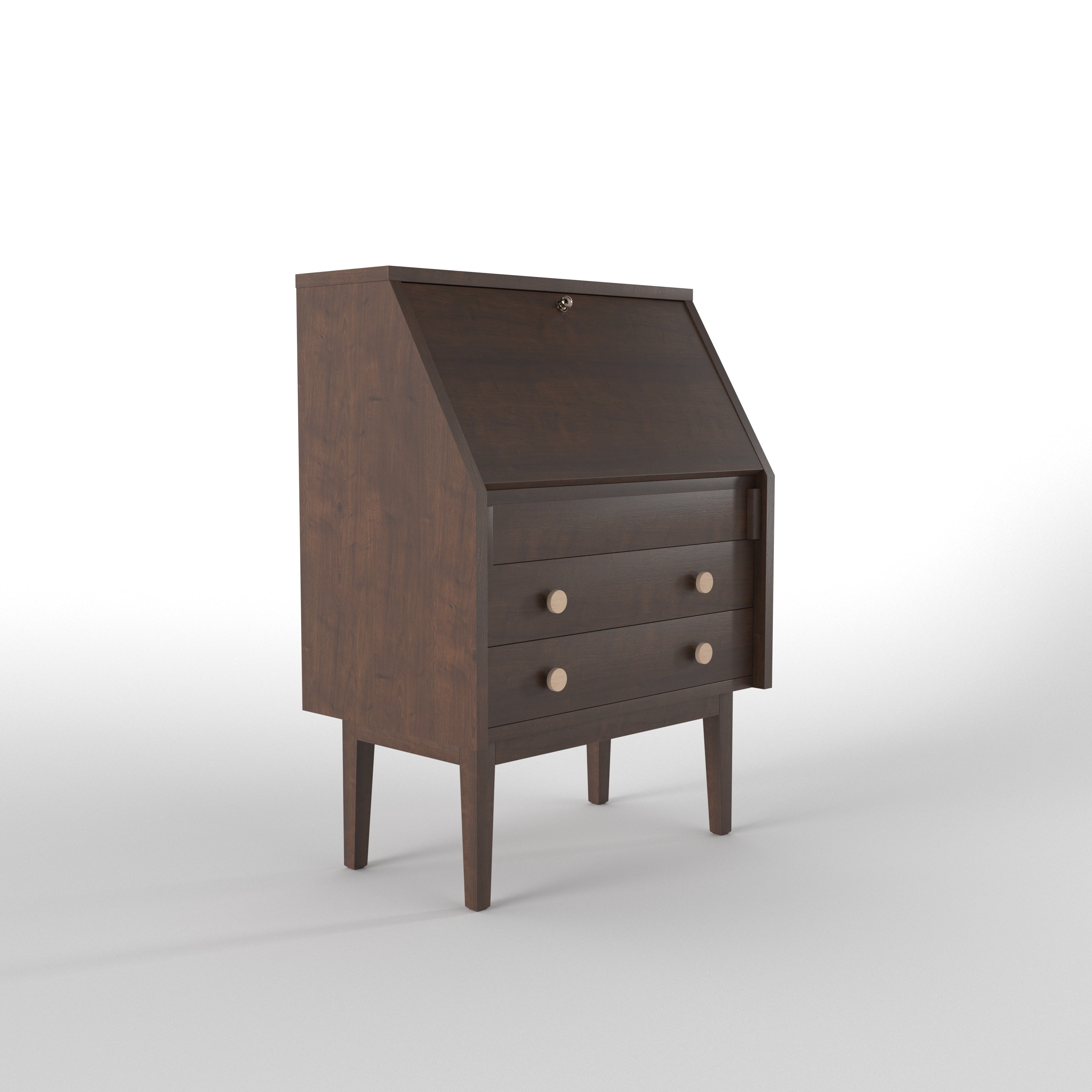 Secretary Desk with Drop-Front Writing Surface & Cubbyholes - Espresso Study Table