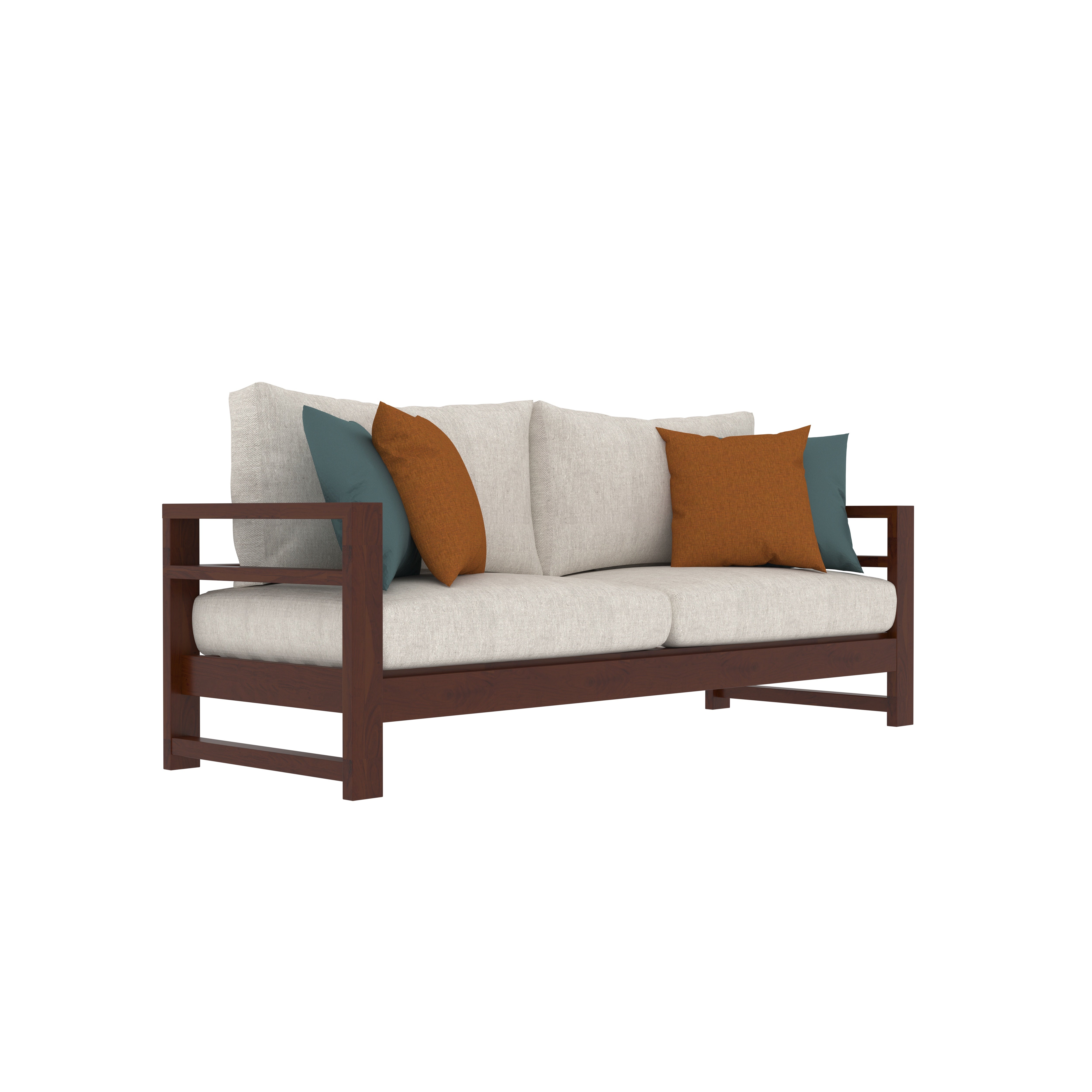Modern Wooden Sofa with Cream Cushions Sofa
