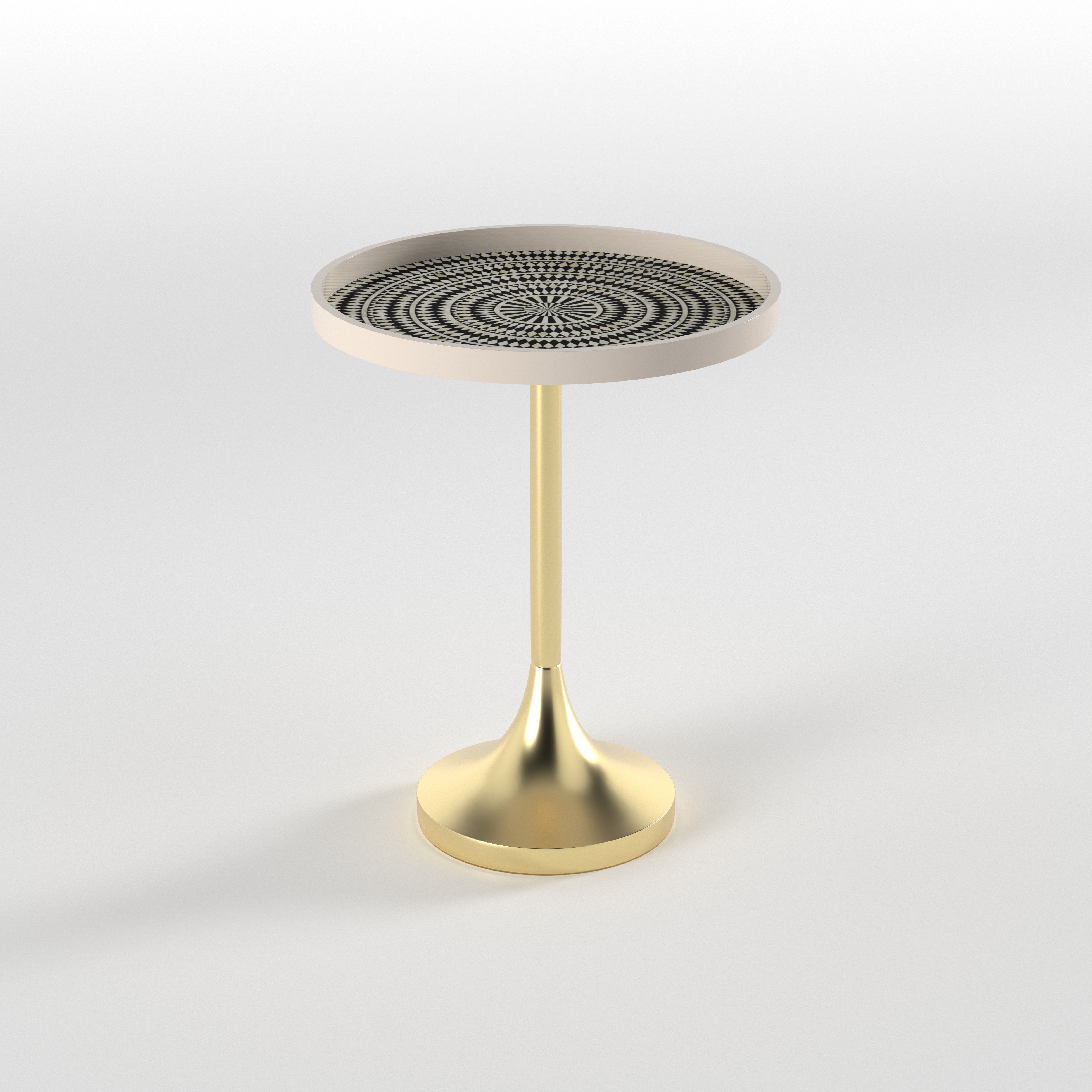 Hypnotic Vortex End Table - Hand-Painted Op Art Design End Table