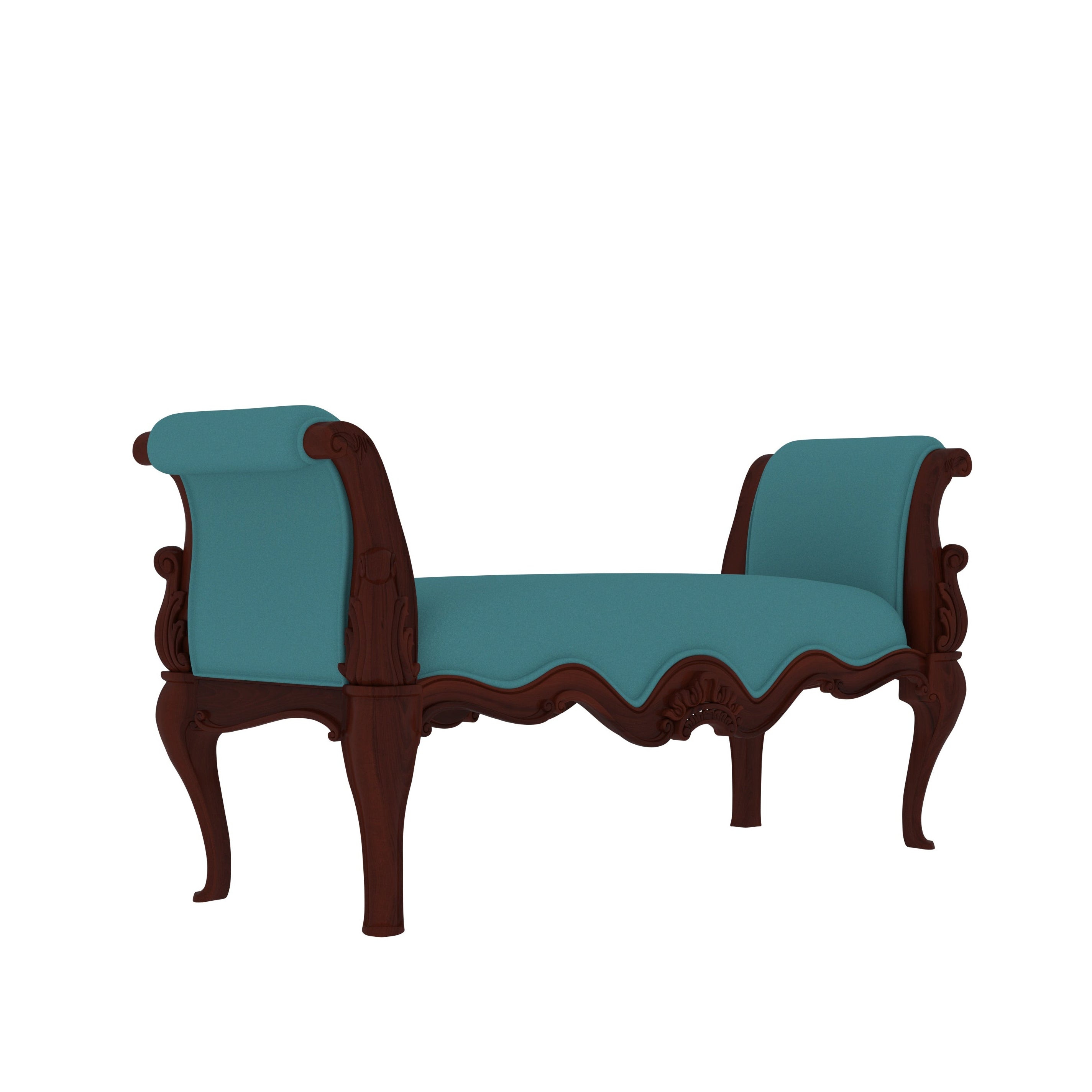 Orvella Heritage Luxury Curved Bench with Ornate Wooden Frame and Upholstered Seating Bench