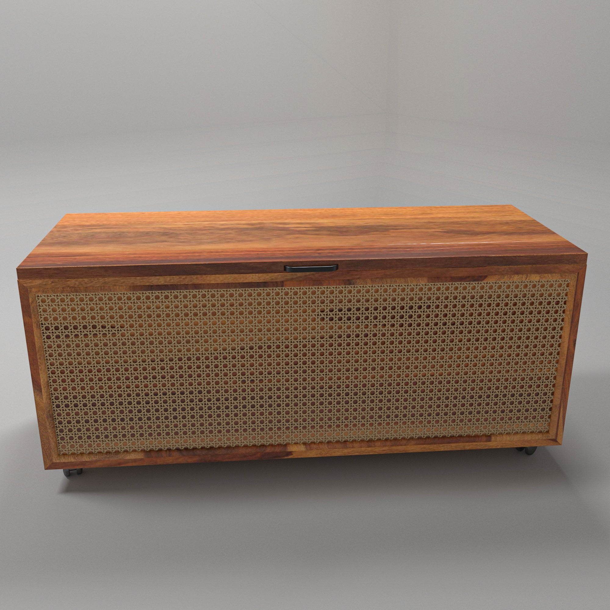 Modern Time Handmade Wooden Sitting Bench with Cane Storage Bench