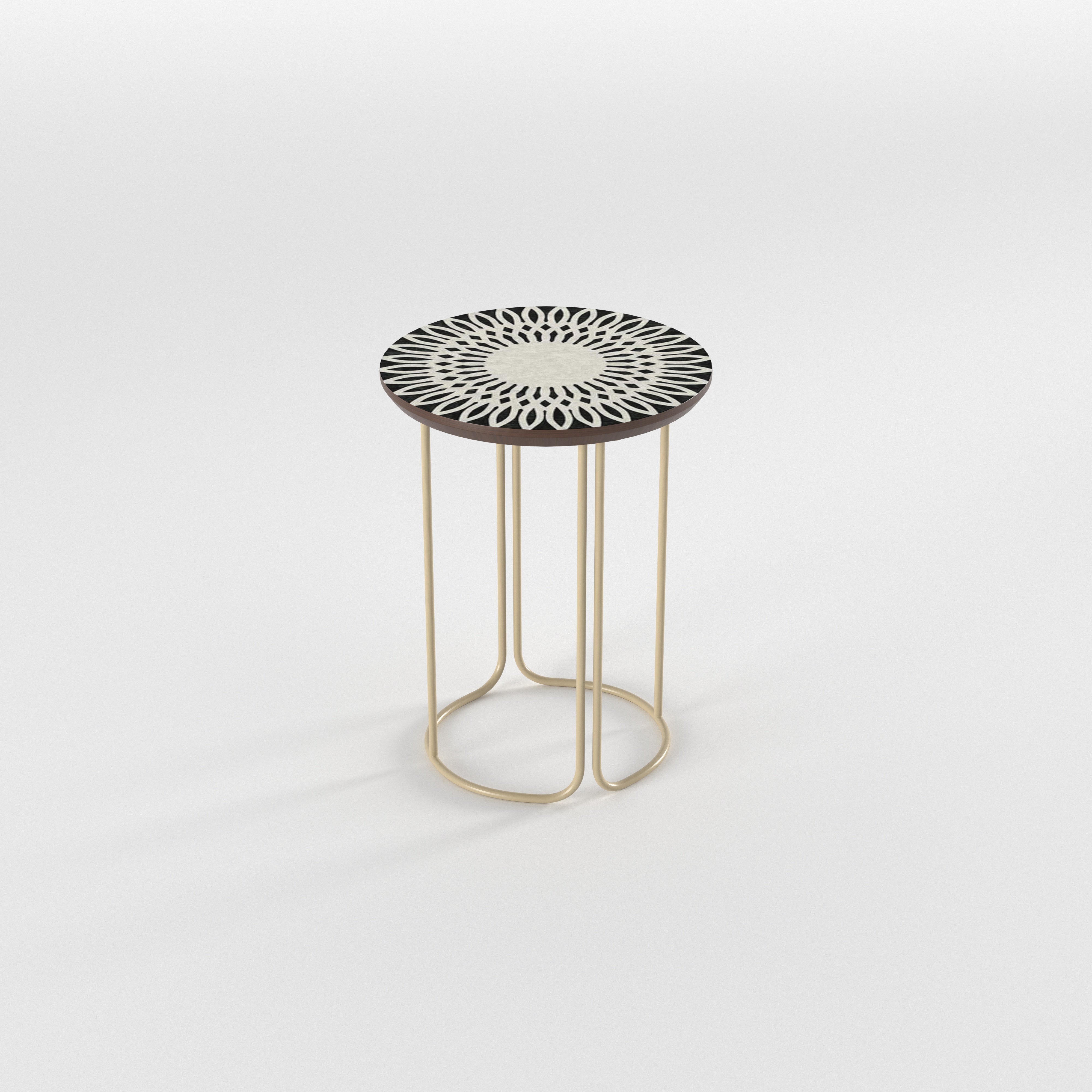 Sunburst Petal End Table - Hand-Painted Radial Design End Table