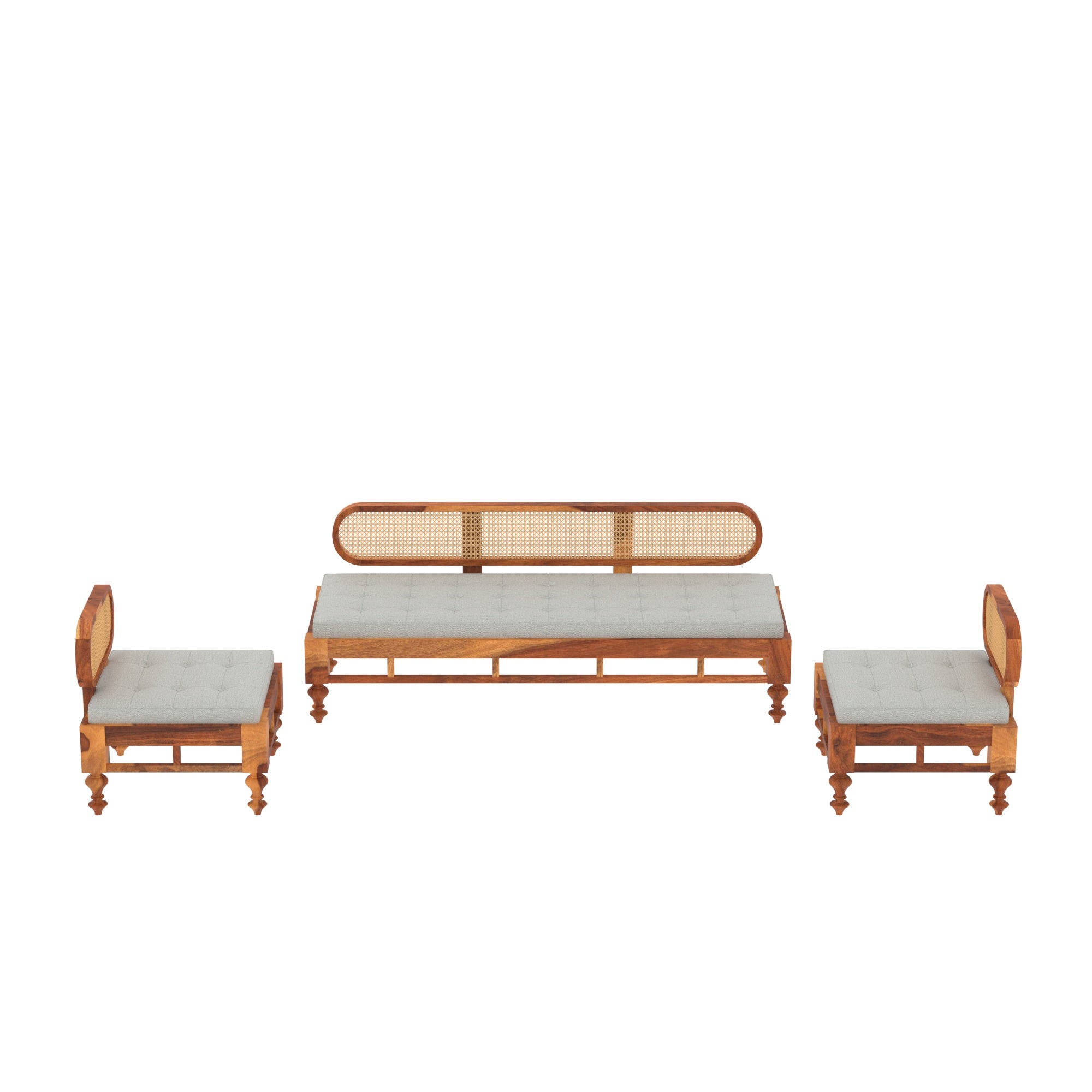 Simple Decent Cane Style Handmade Wooden Sofa Set Sofa