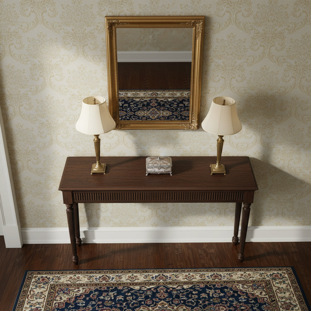 Classic Dark Wood Console Table - Fluted Design with Traditional Elegance Console Table