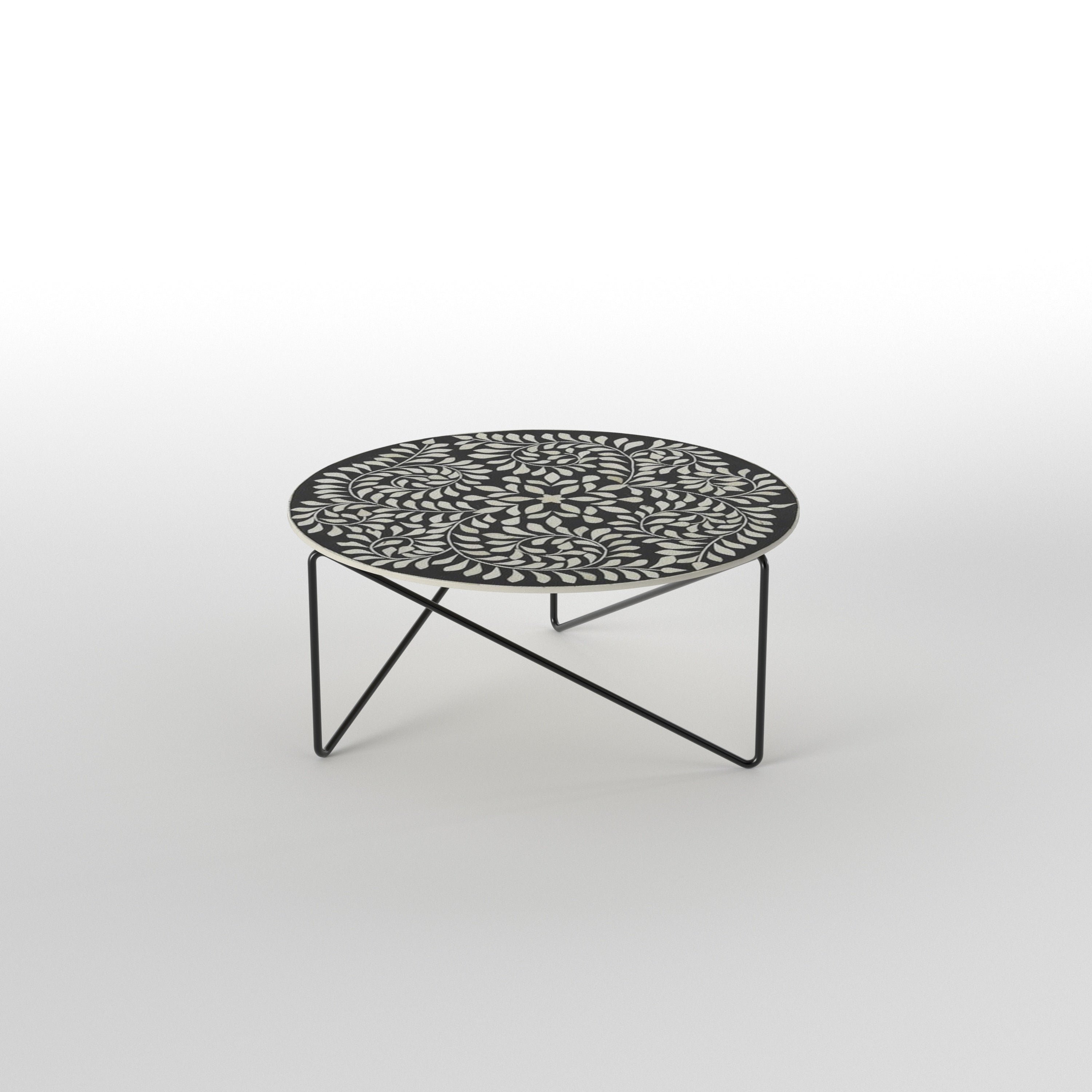 Damask Pattern Coffee Table - Elegant Painting Craftsmanship Coffee Table