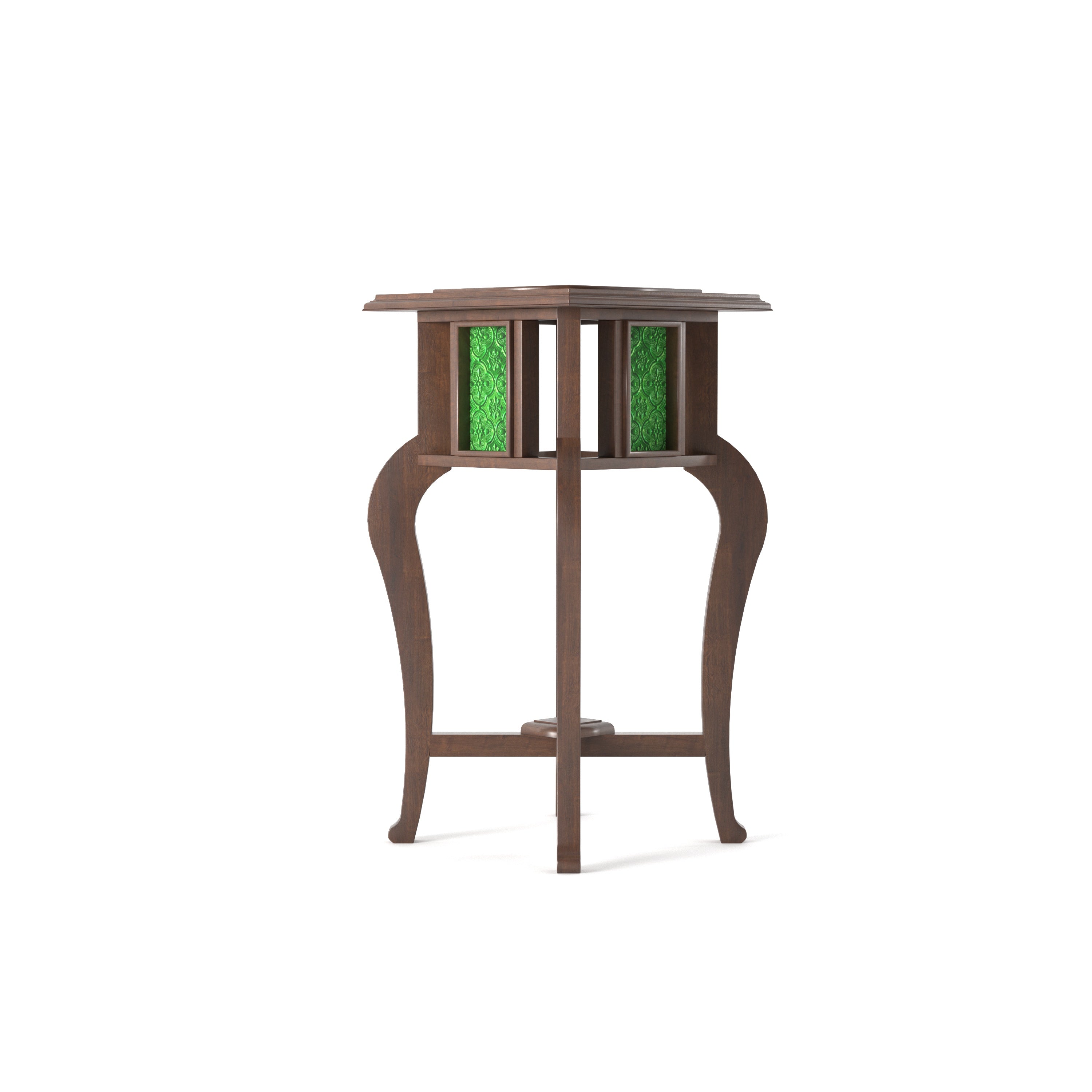 Artisan Accent Plant Stand with Decorative Panel Design End Table