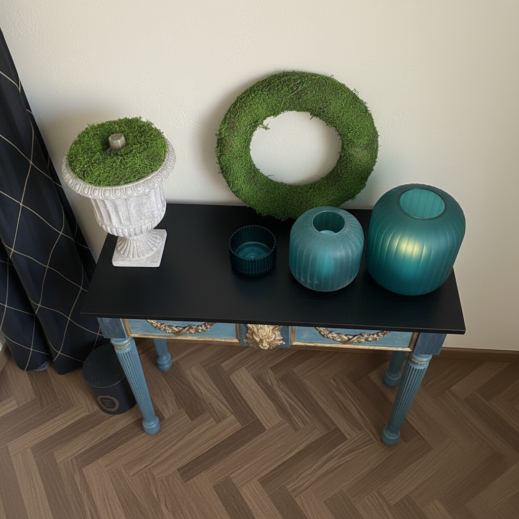 Luxury Carved Wooden Console Table with Decorative Gold Accents Console Table