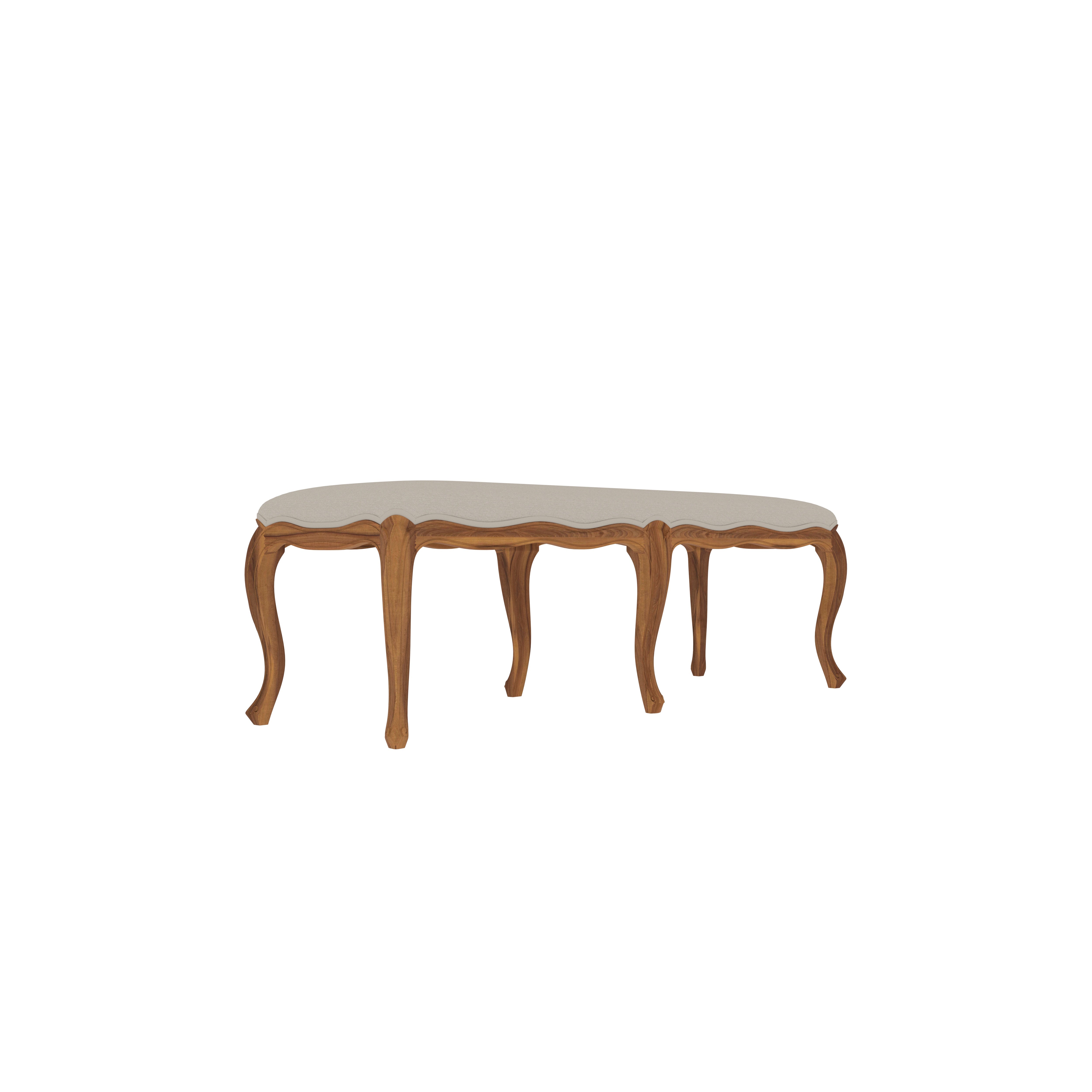 Elegant French Style Bench | Carved Wooden Legs Bench