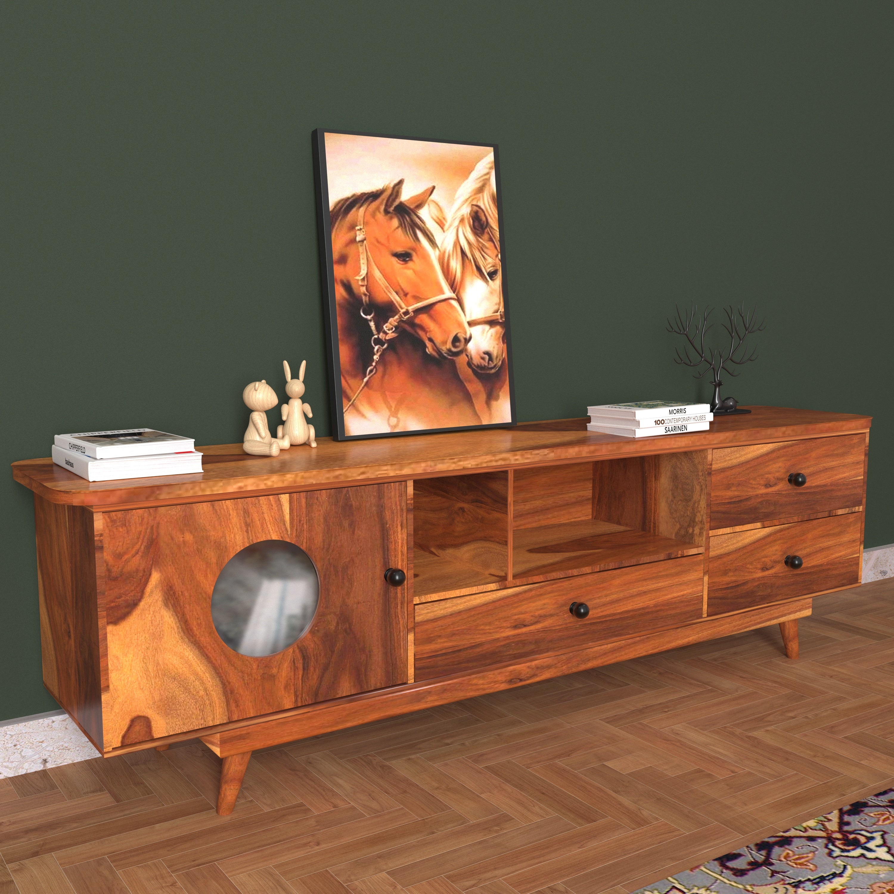 Luxurious Landscape Style Handmade Multistorage Wooden TV Stand Tv stand
