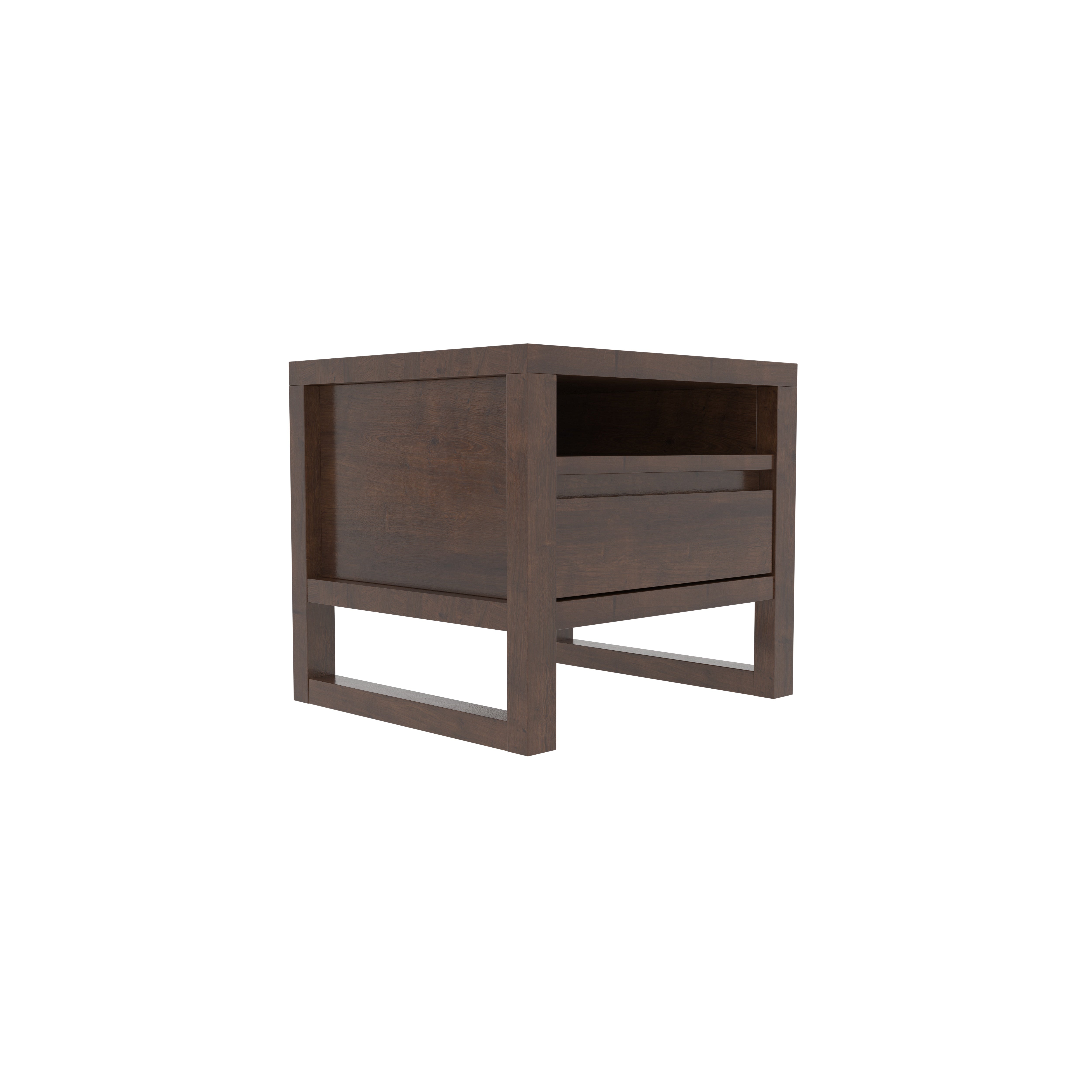 Contemporary Side Table with Open Shelf and Single Drawer Bedside