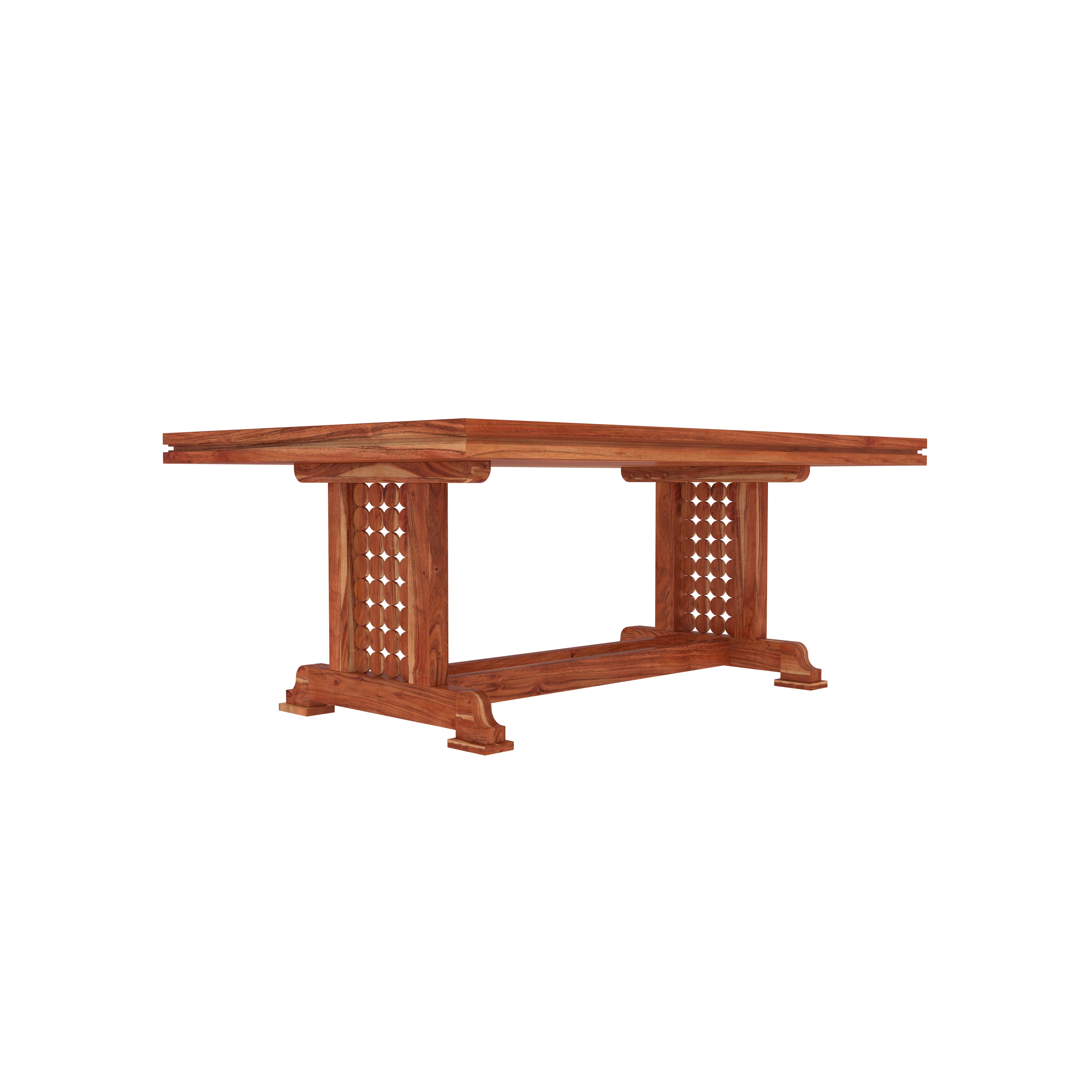 Traditional 4-Seater Wooden Dining Table Set with Decorative Backrest Design Dining Set