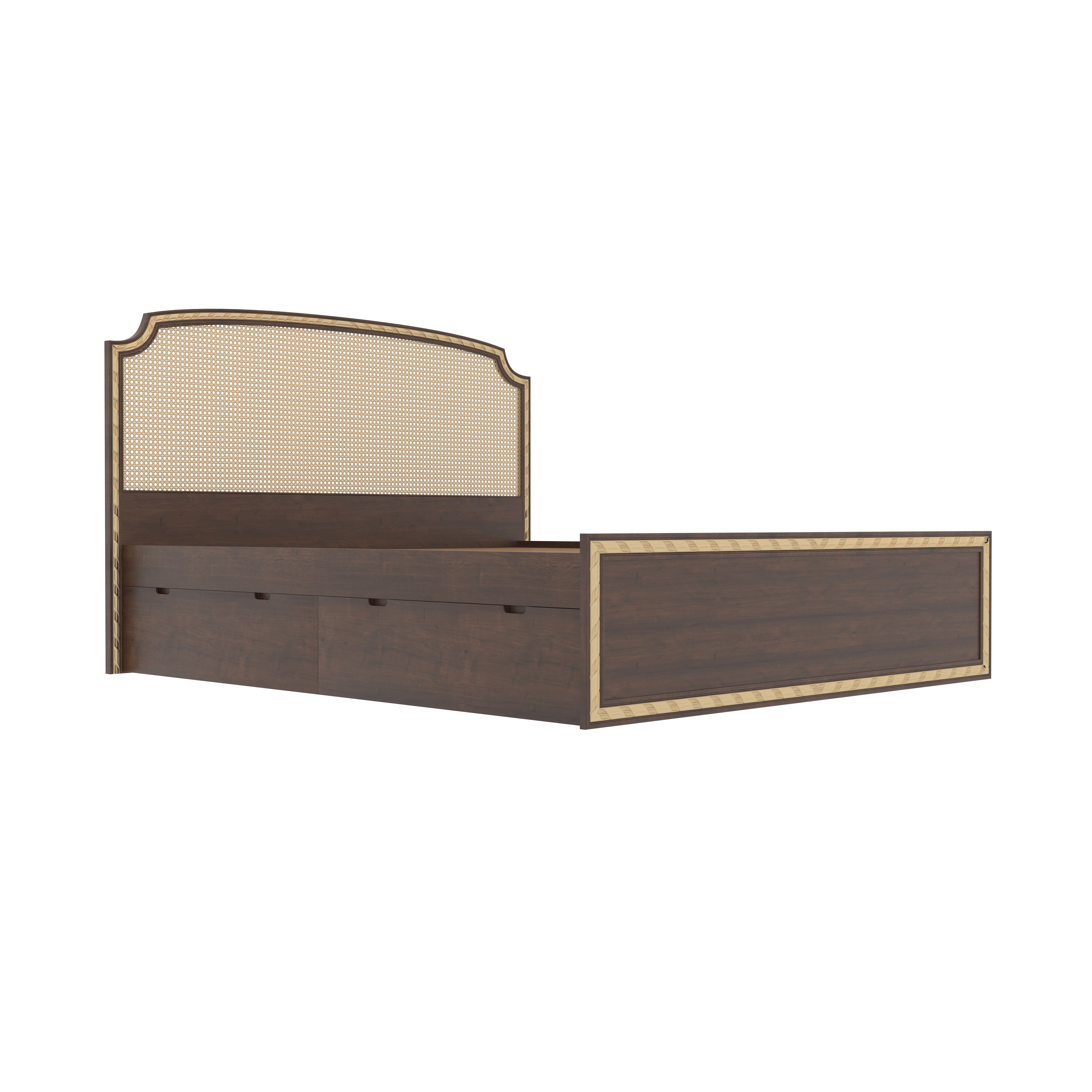 Storage Bed with Cane Headboard and Drawer Storage Bed