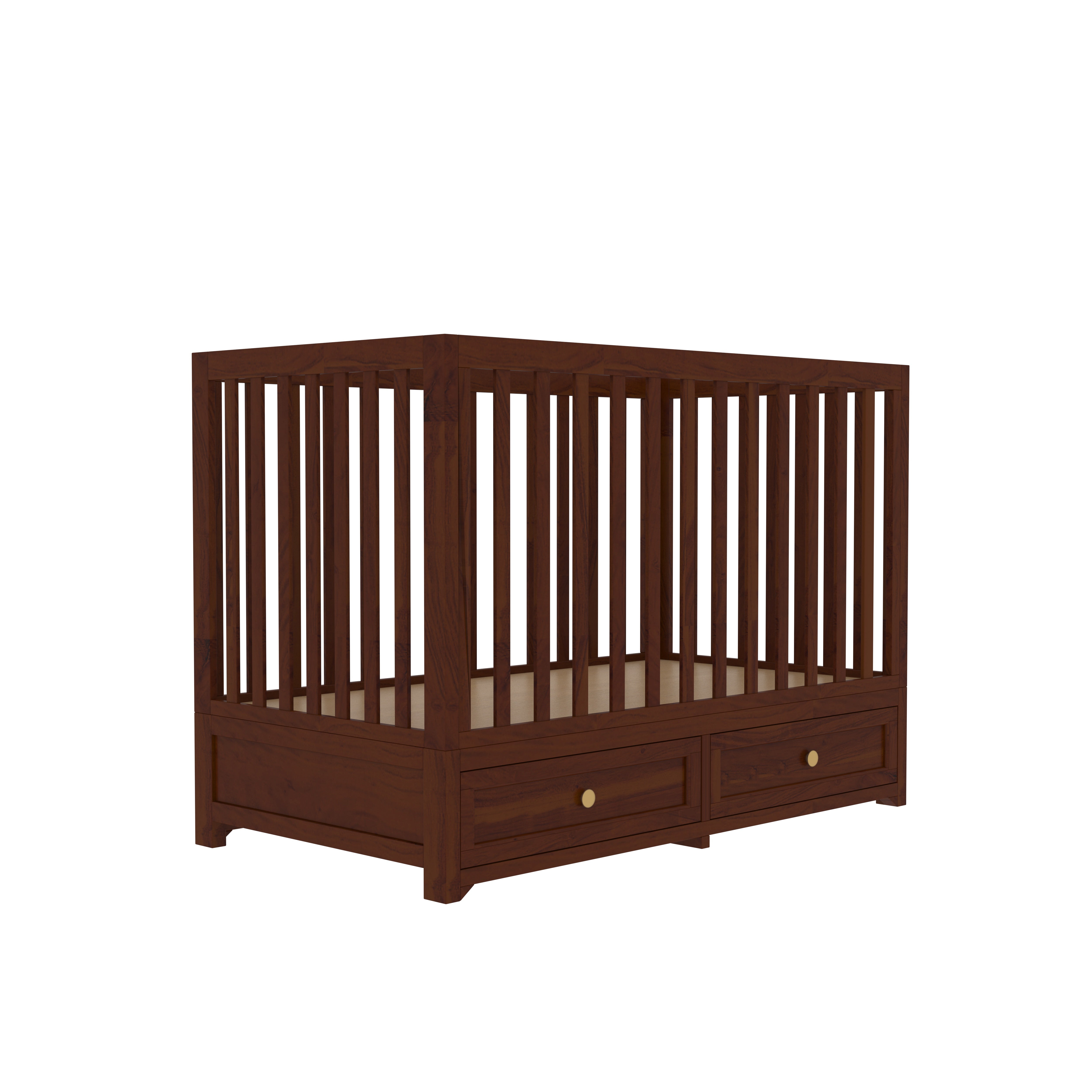 Dark Brown Finished Classic Handmade Wooden Storage Cradle Cradle