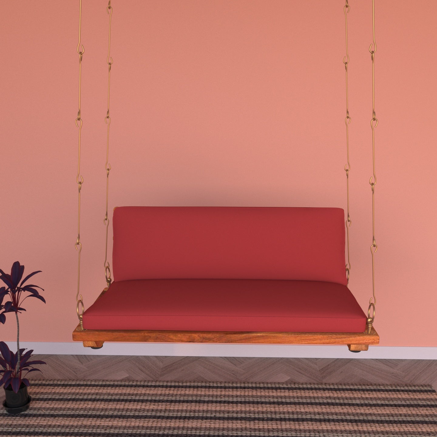 Vintage Soft Touch Upholstery Wooden Swing for Home Swing