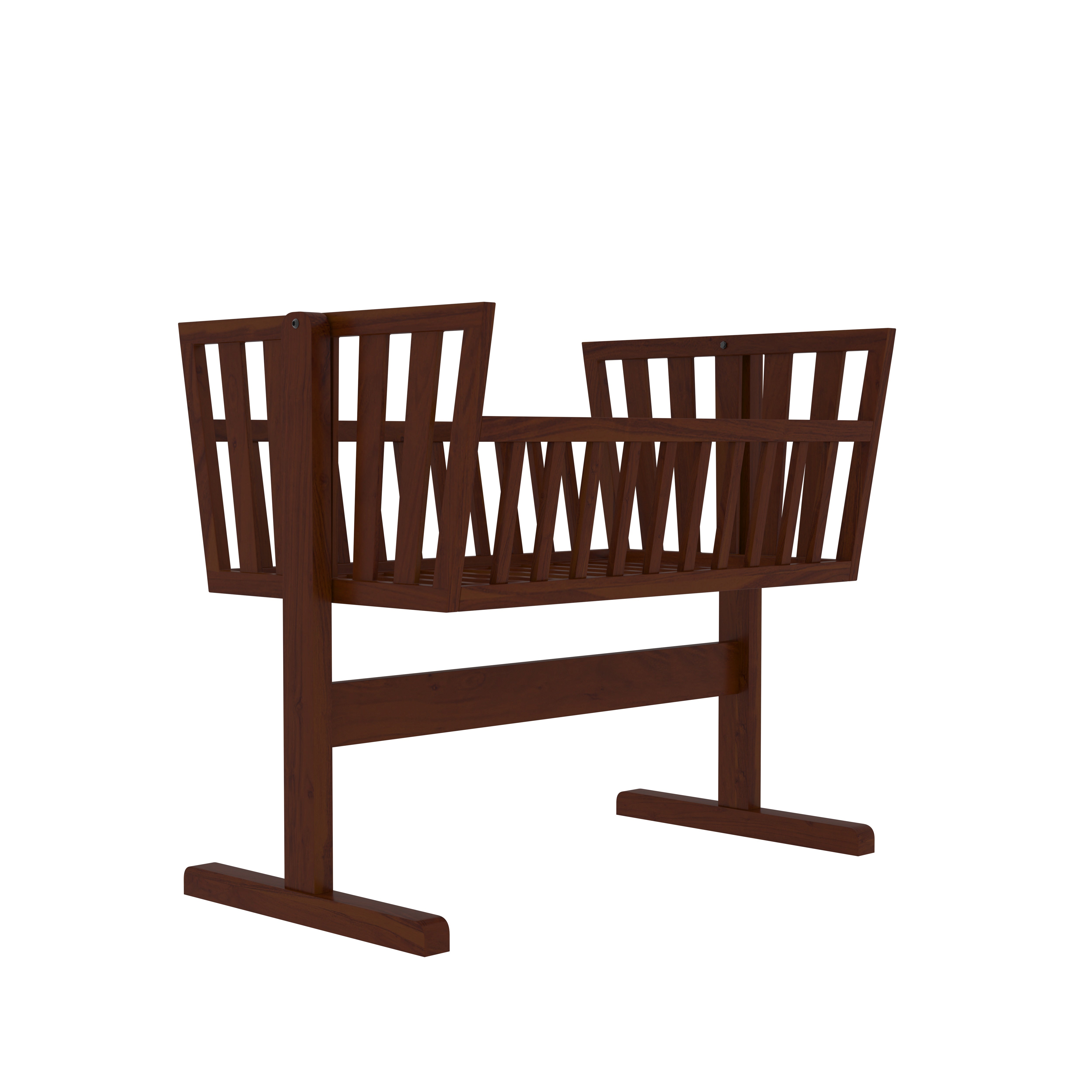 Natural Heritage Brown Finished Strip Designed Wooden Cradle Cradle