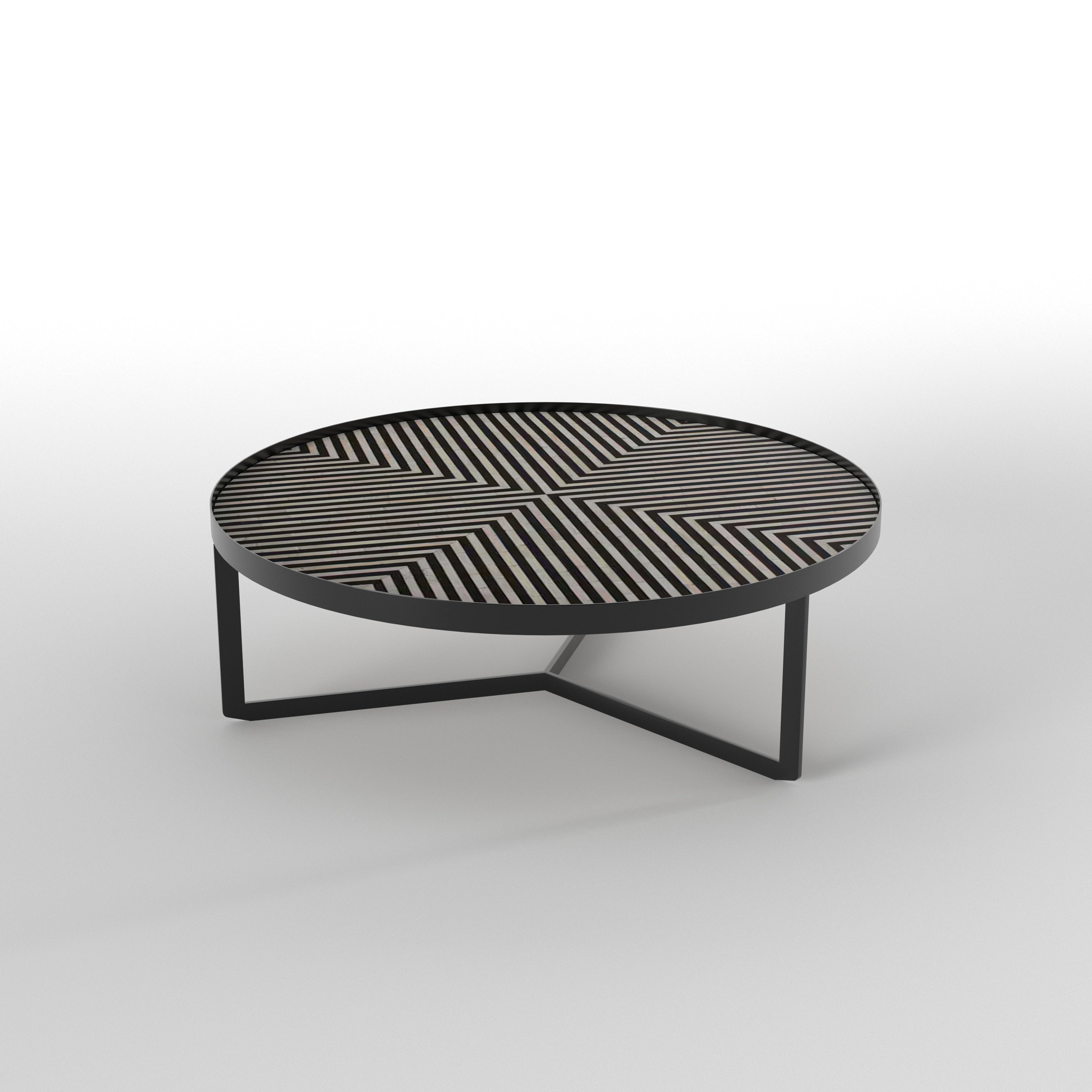 Geometric Round Coffee Table - Contemporary Indian Design Coffee Table