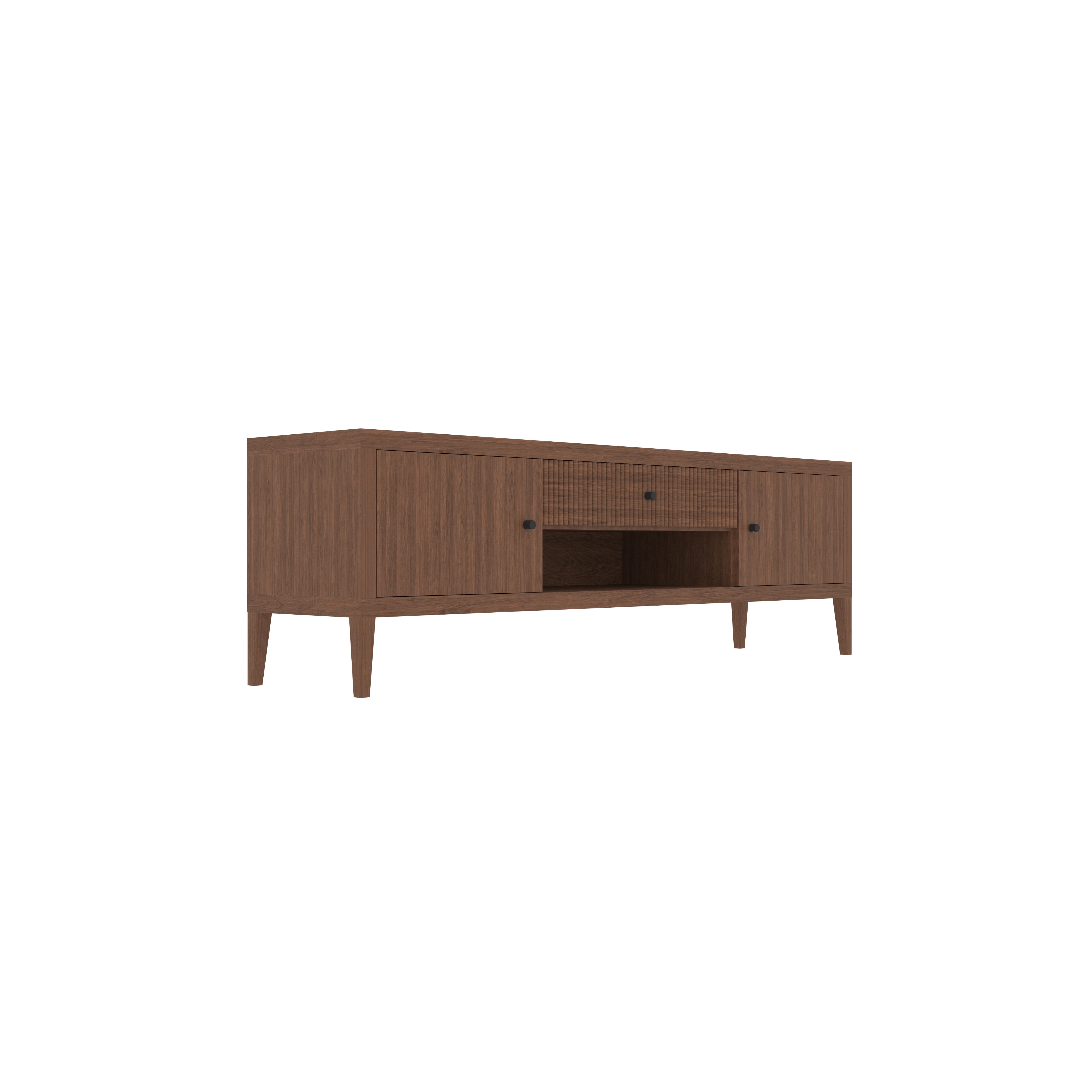 Mid-Century Modern Wooden TV Stand - Premium Walnut Finish Entertainment Console Tv stand