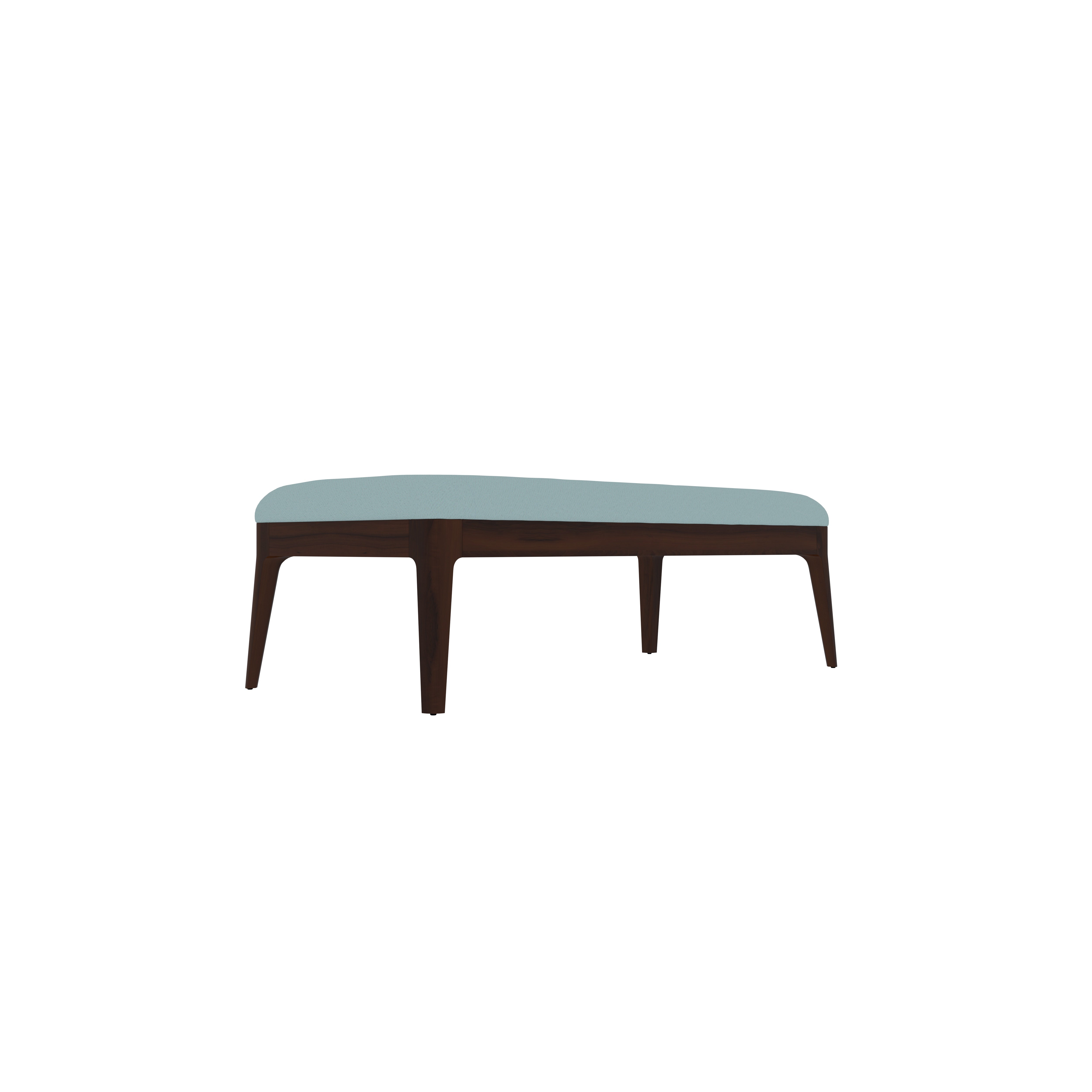 Contemporary Tufted Bench with Soft Blue Upholstery and Dark Wood Frame Bench