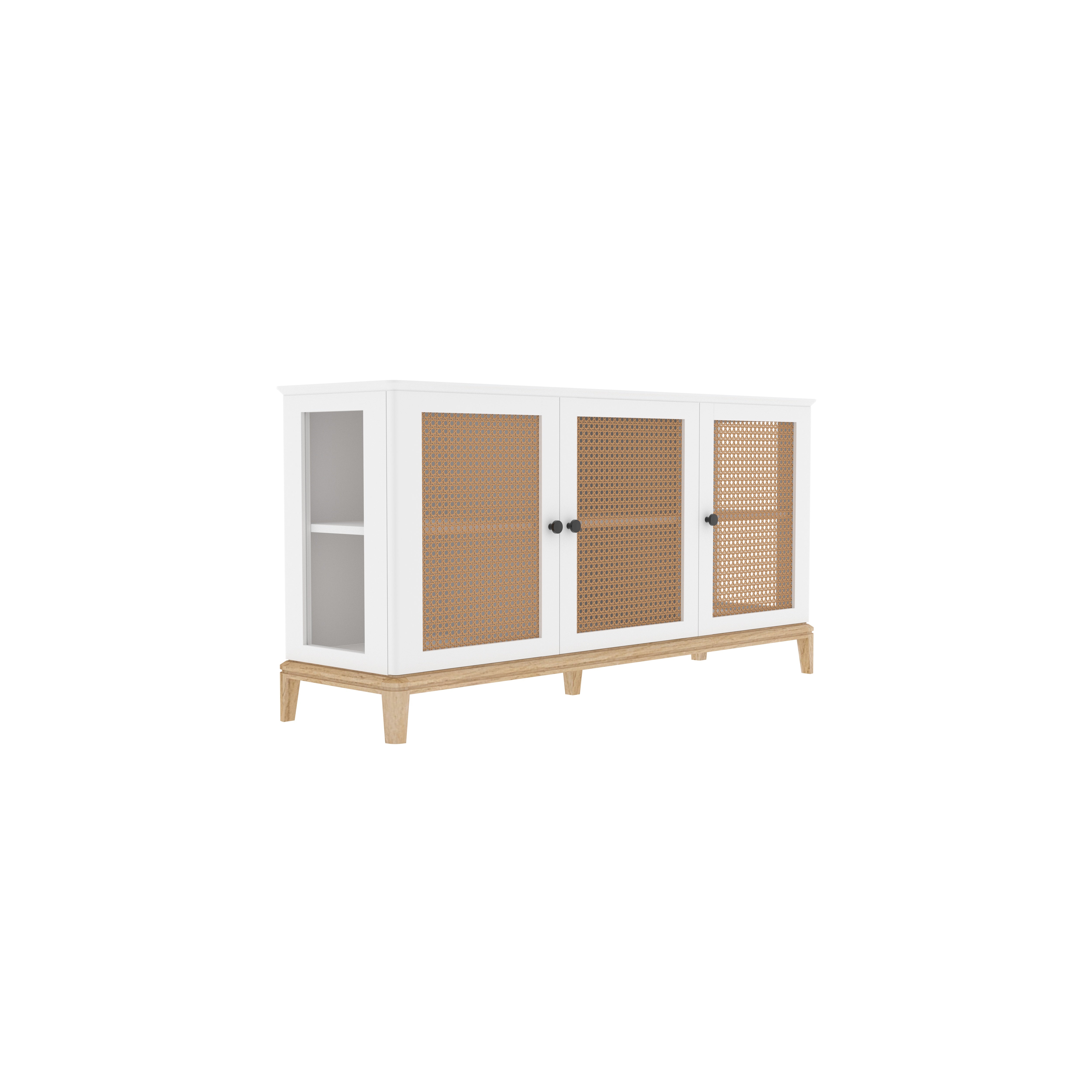 Geneva Three-Door Sideboard with Cane Panels Cupboard