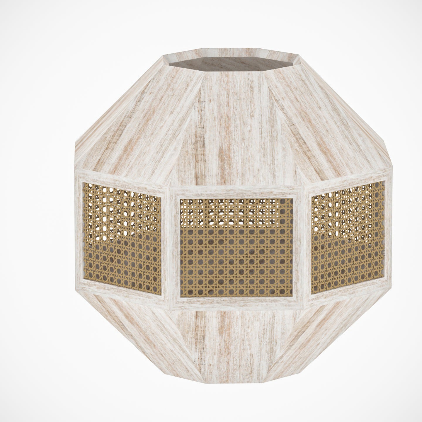 Diamond Shaped Wooden Handmade White Distressed Flowerpot for Home Vase