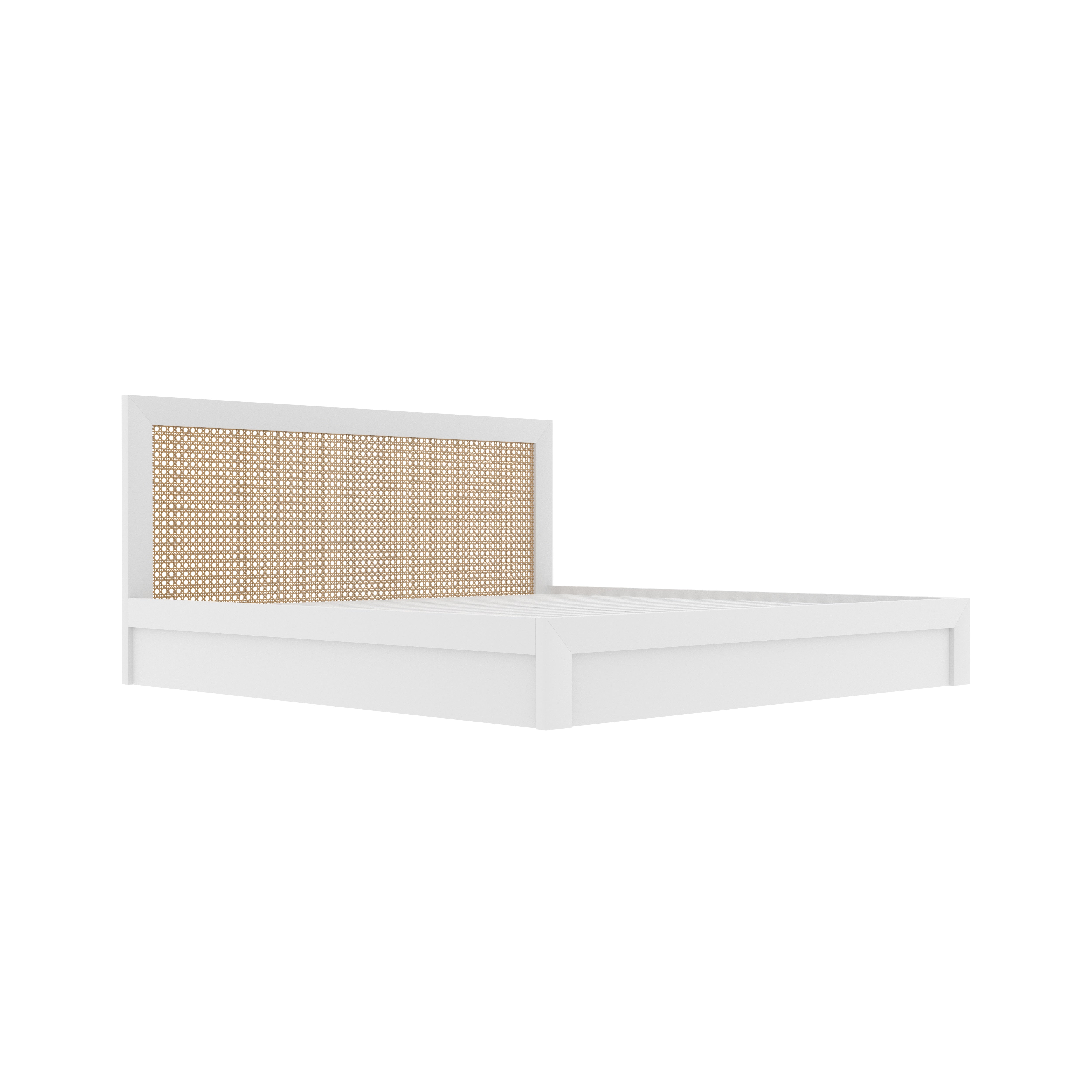 Stockholm Platform Bed with Full Cane Headboard Bed