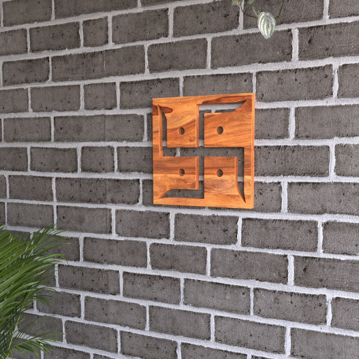 Adorable Antique Sheesham Wooden Swastik Wall Decor Wall Decor