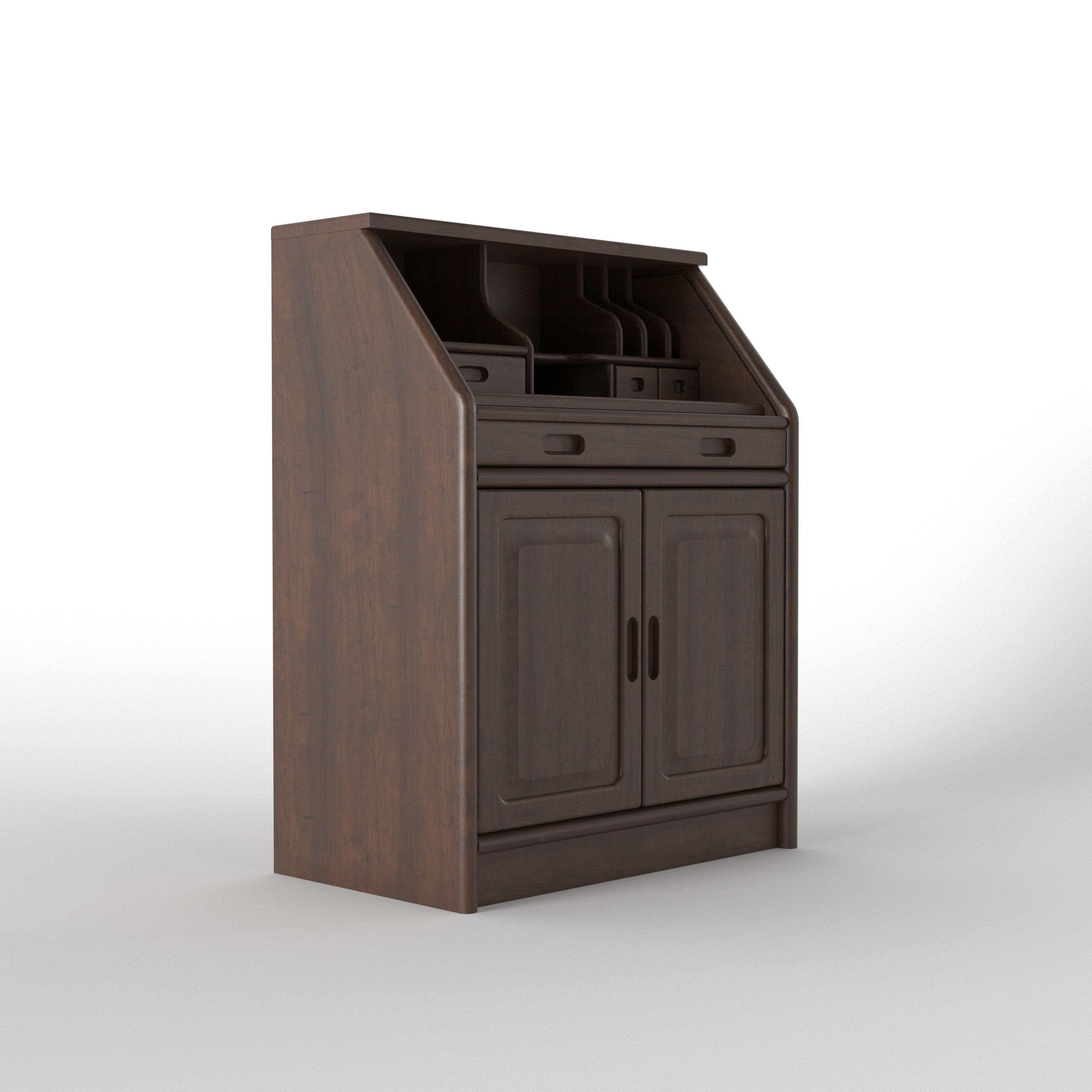 Compact Secretary Desk with Storage Cabinet & Organizer Shelves Study Table