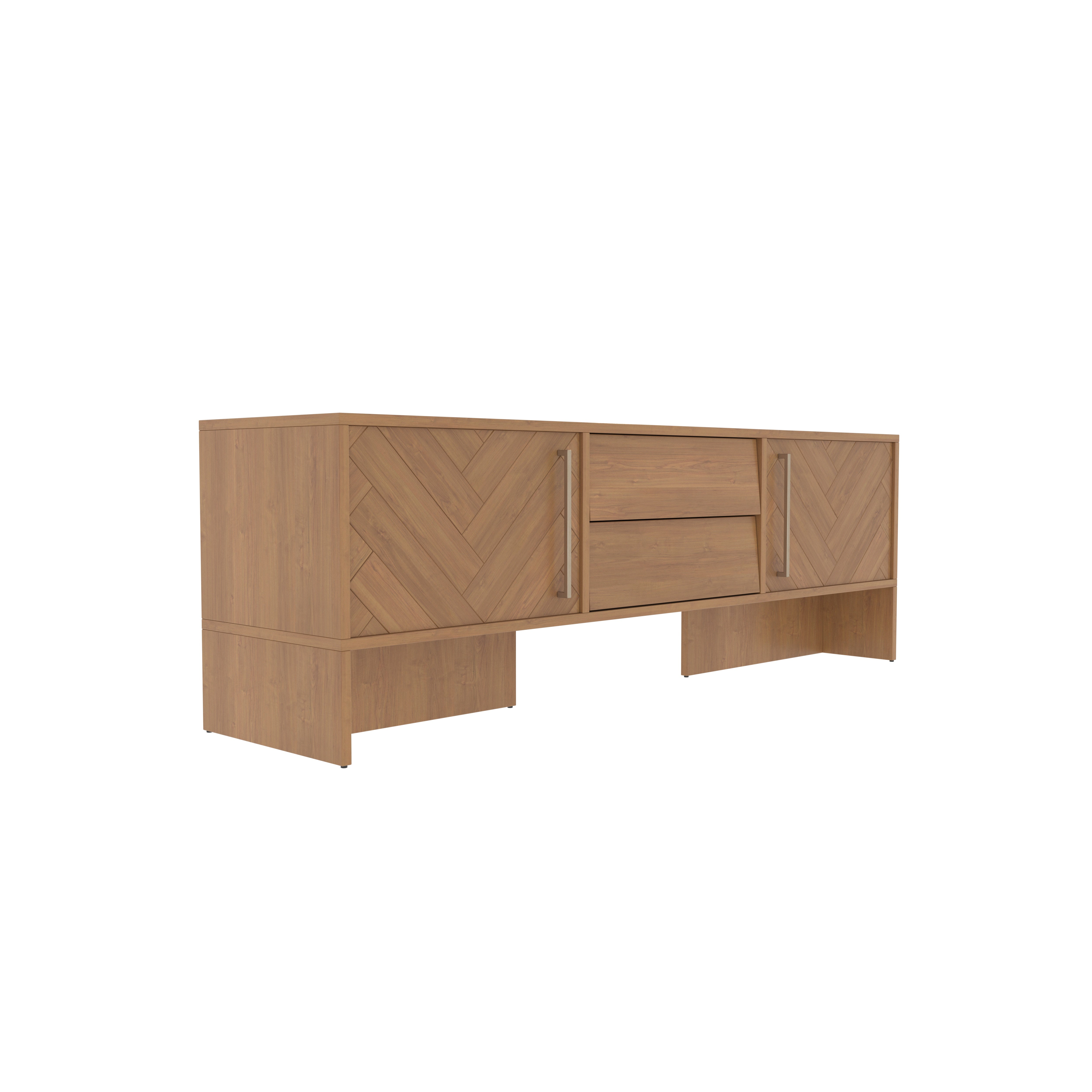 Chevron Pattern TV Console - Natural Finish Media Cabinet Tv stand
