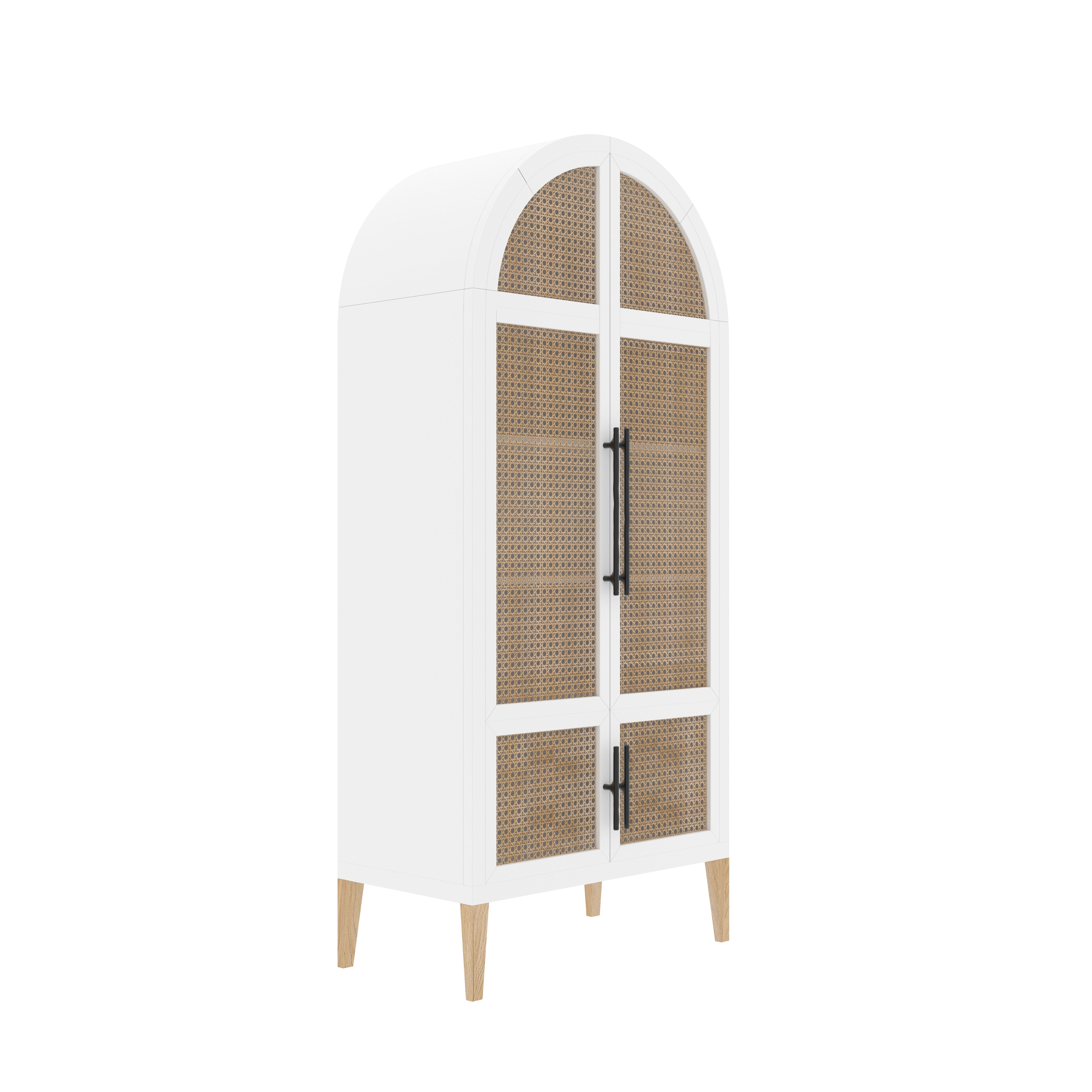 Valencia Arched Cabinet with Cane Panels Wardrobe