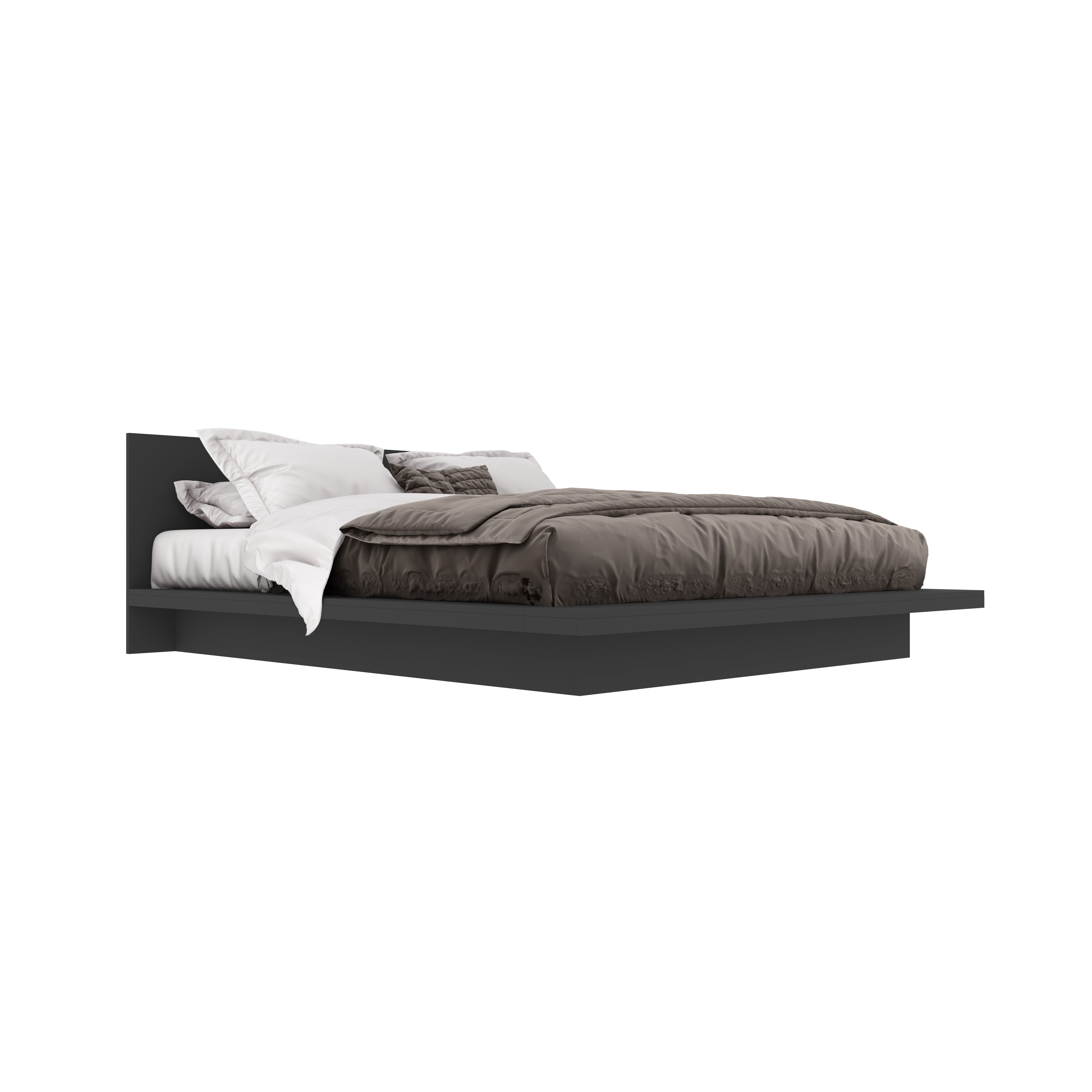 Sleek Modern Platform Bed with Cushioned Headboard – King Size Comfort Bed
