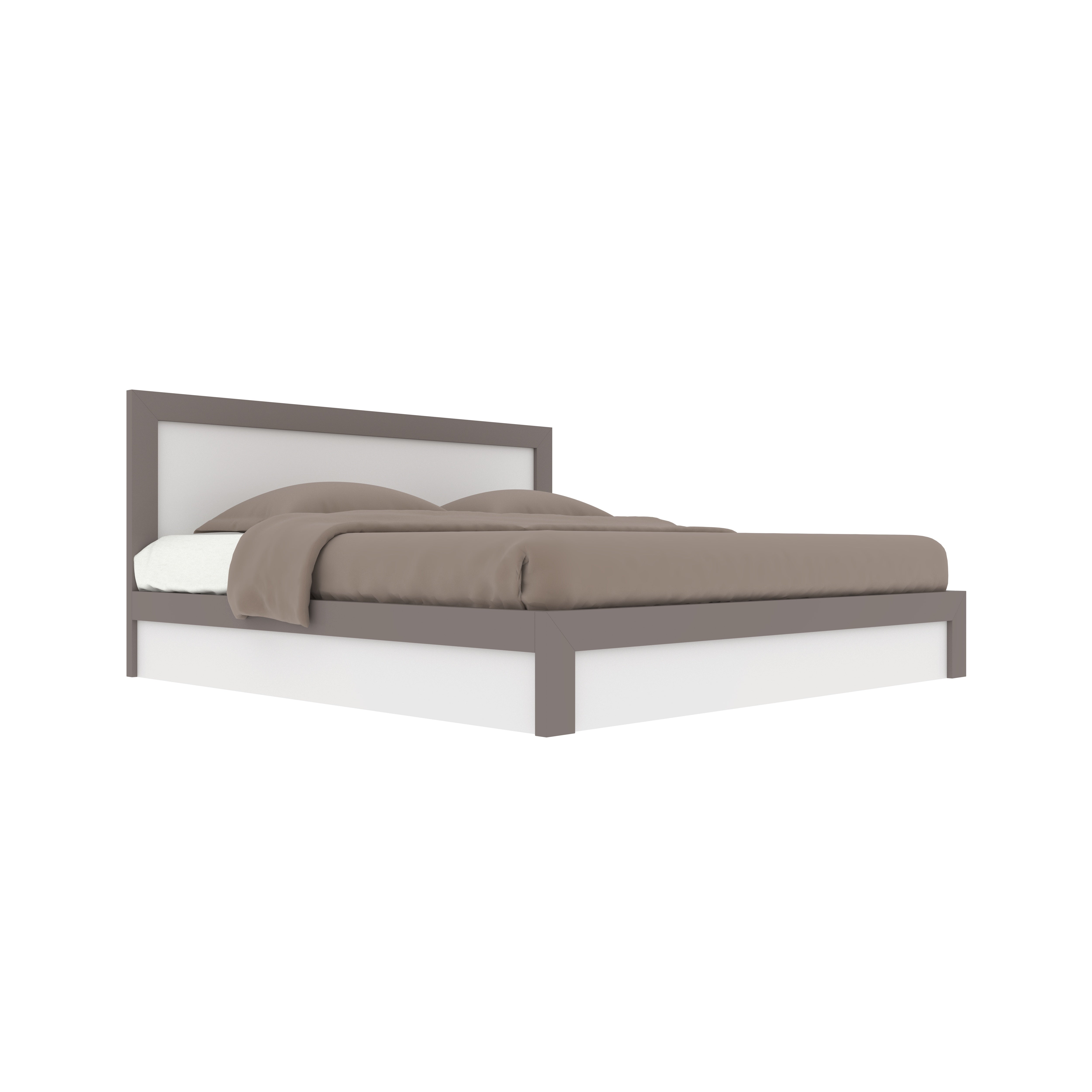 Modern King Size Bed with Cushioned Headboard Bed