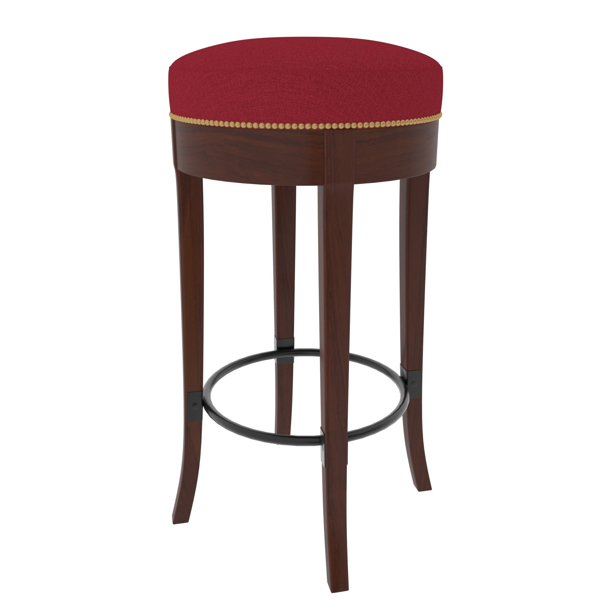 Montage Red Round Finished Wooden Handmade Stool Stool
