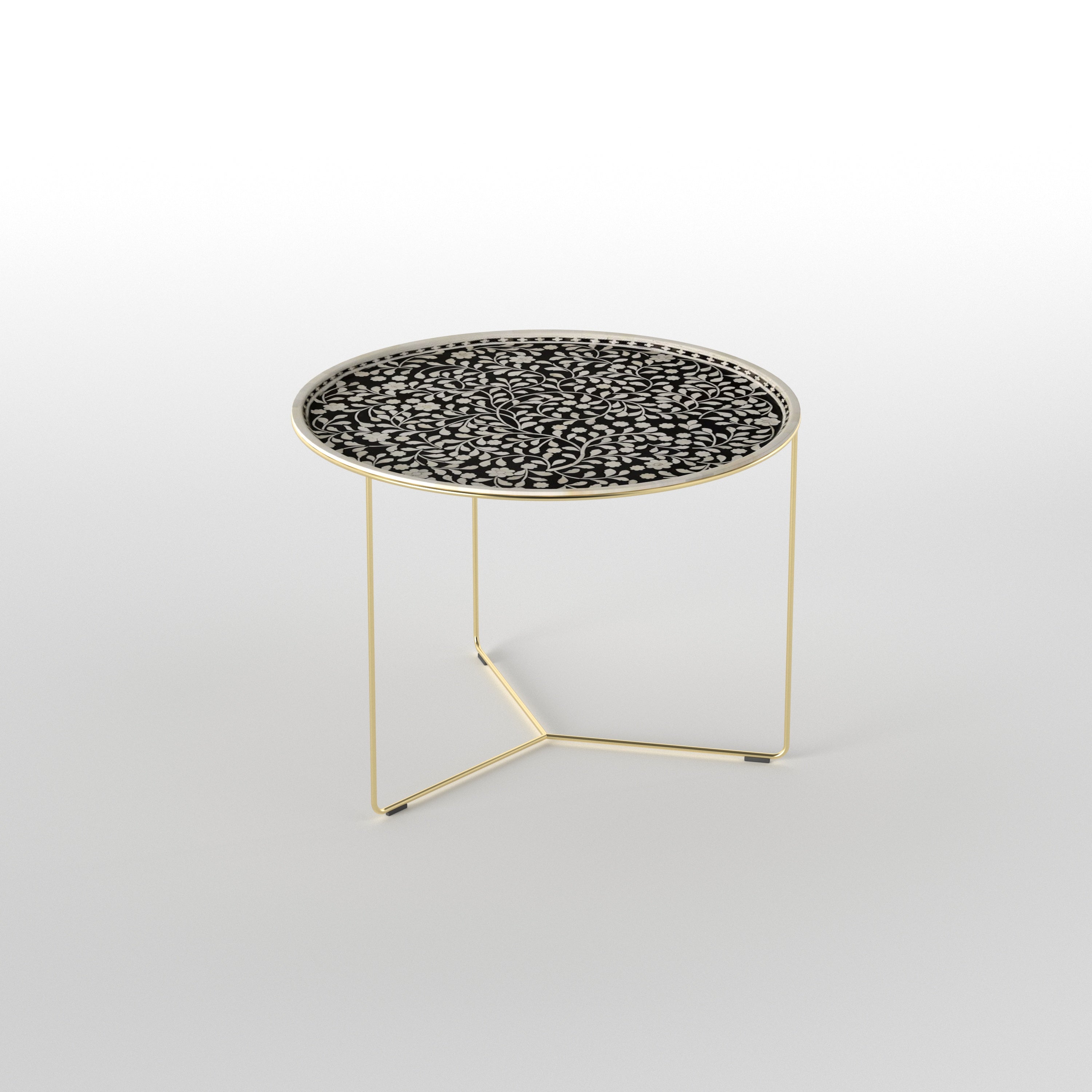 Organic Pattern Side Table - Hand-Painted Floral Design Coffee Table