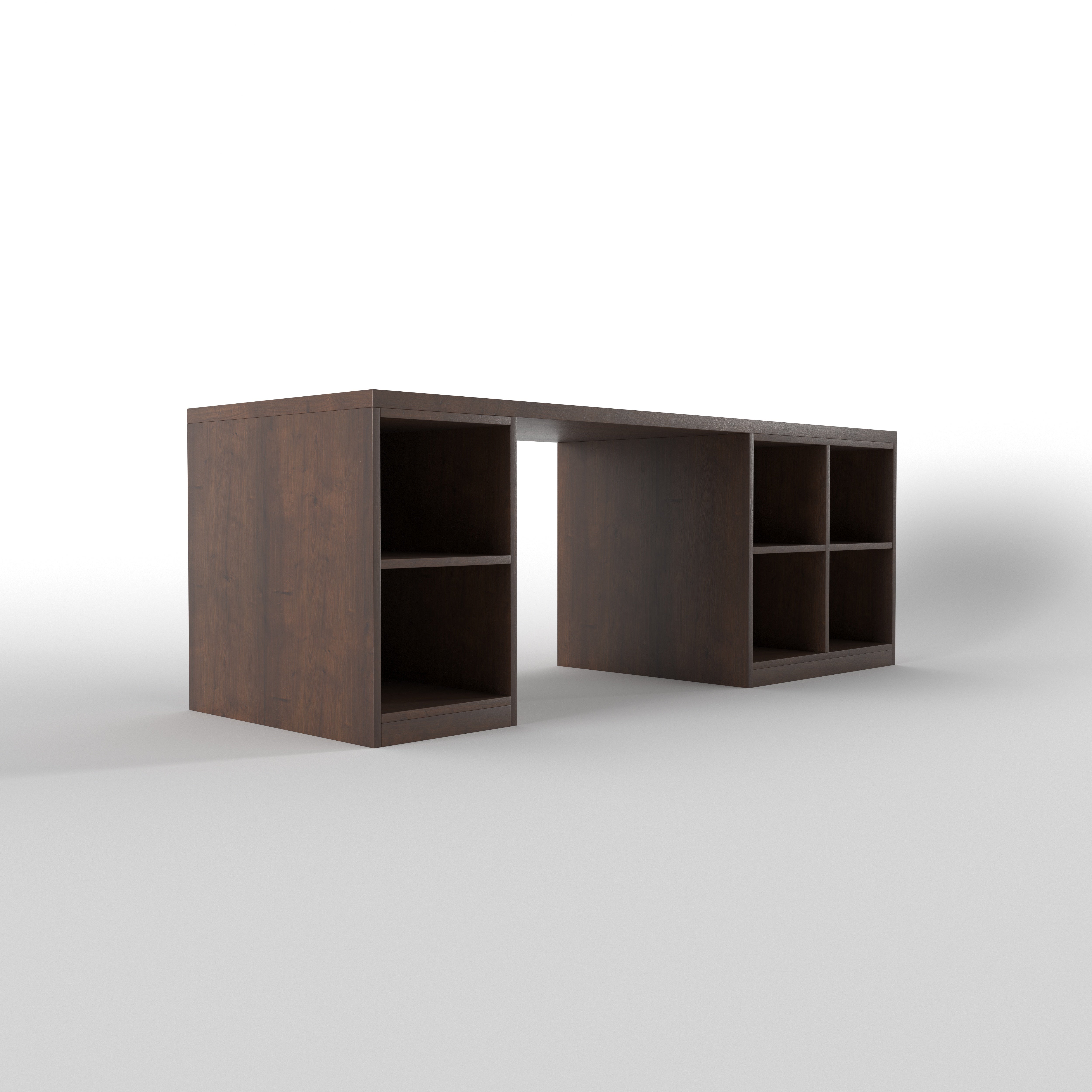 Contemporary Office Desk with Open Shelf Storage Study Table