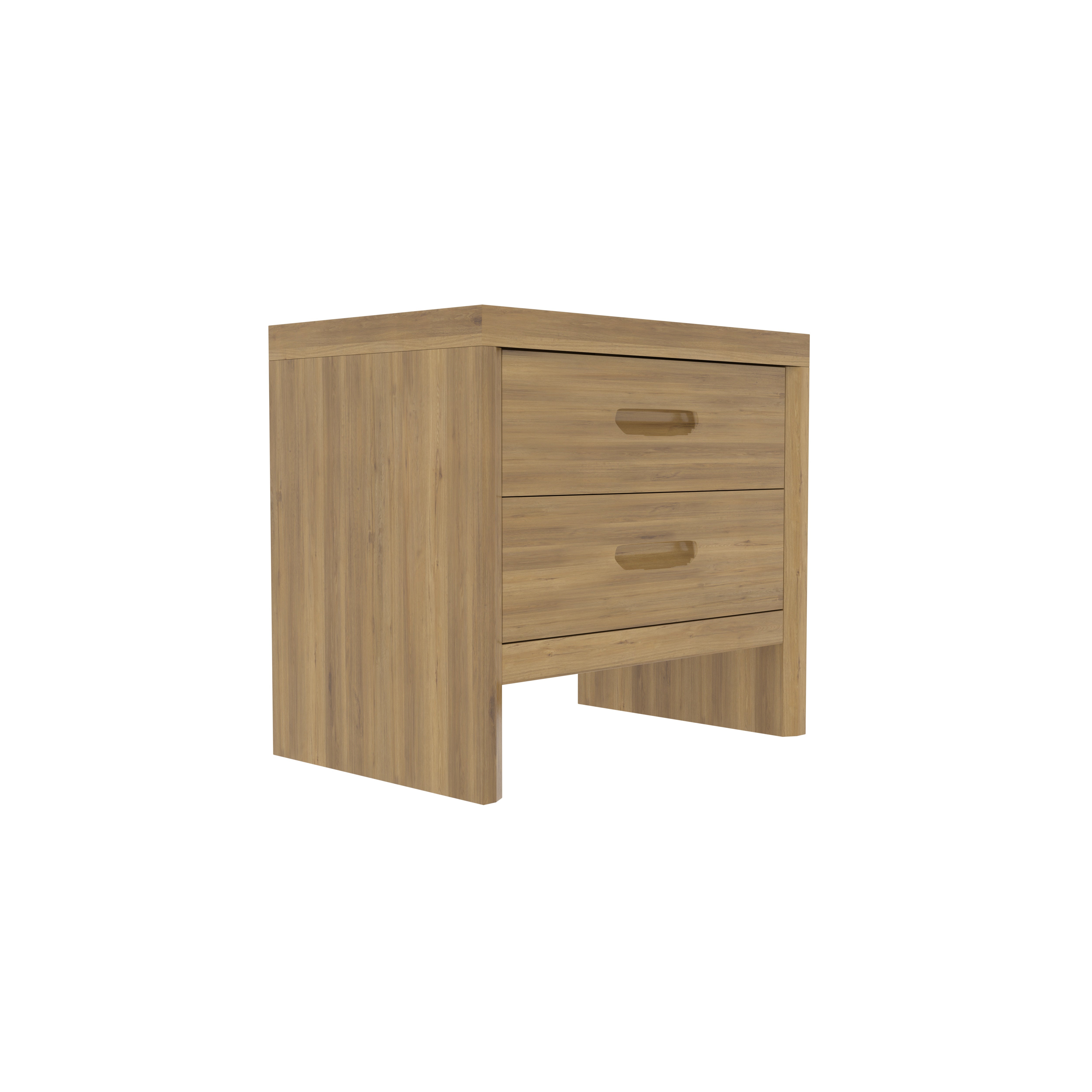 2-Drawer Engineered Wood Bedside Table - Modern Bedroom Storage Bedside