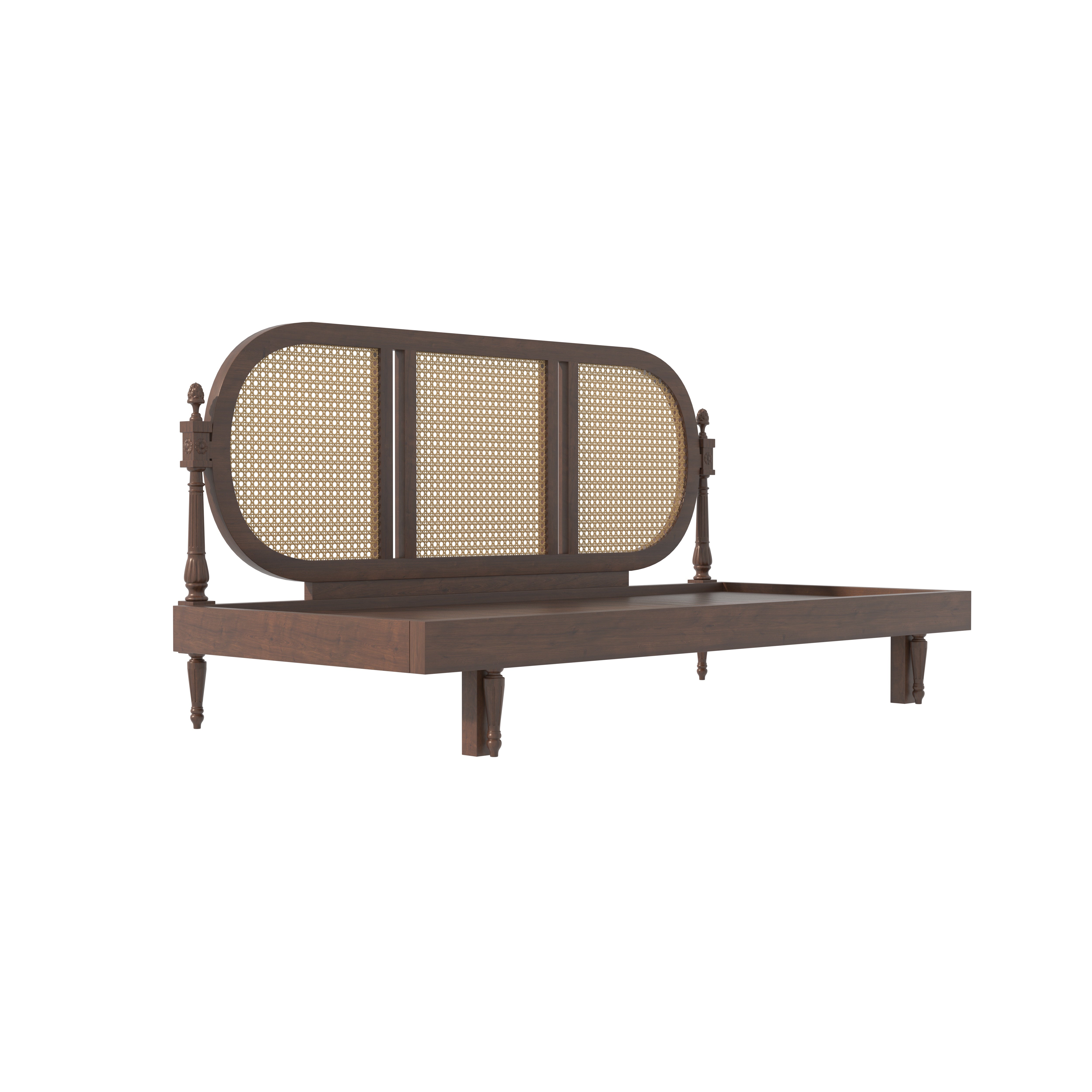 Elegant Cane-Style Day Bed with Extended Lounging Backrest Sofa cum bed
