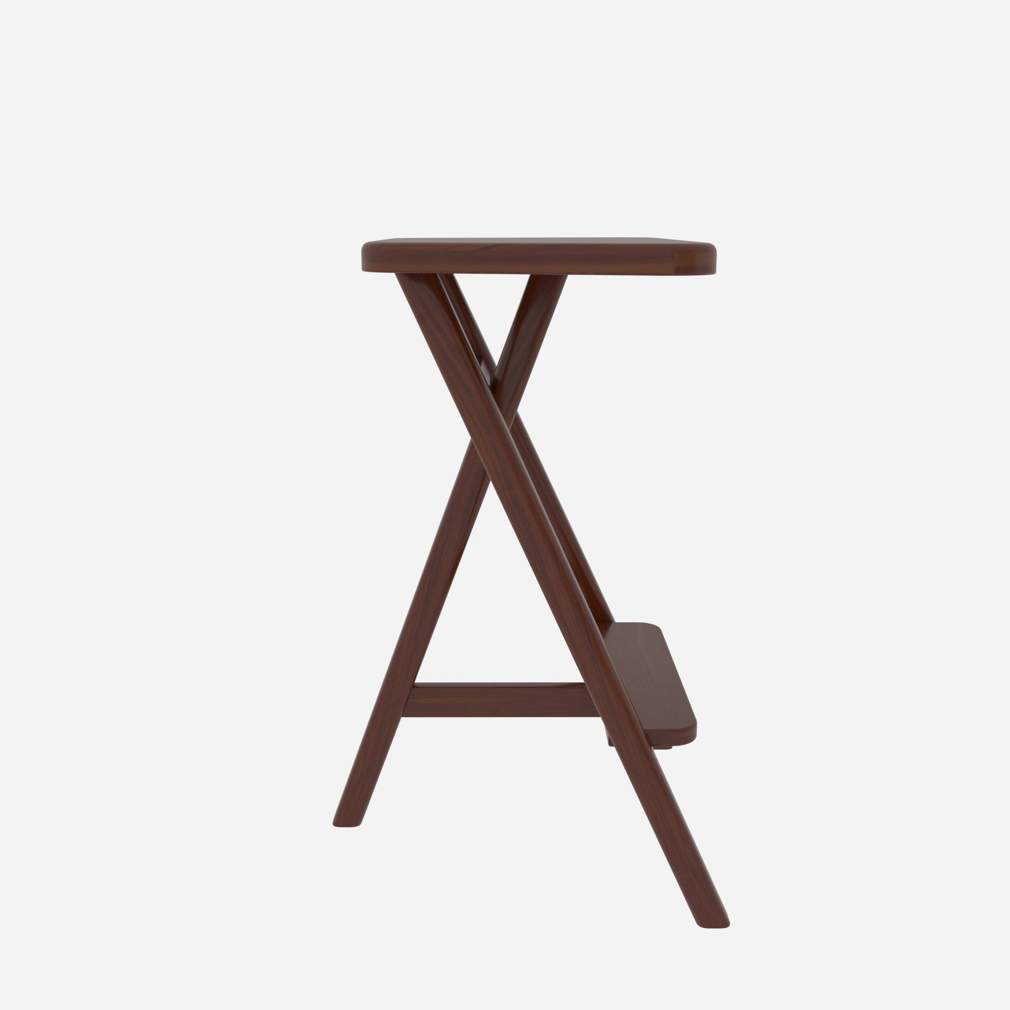 Antique Southern Dark Finished Wooden Step Bar Stool Stool