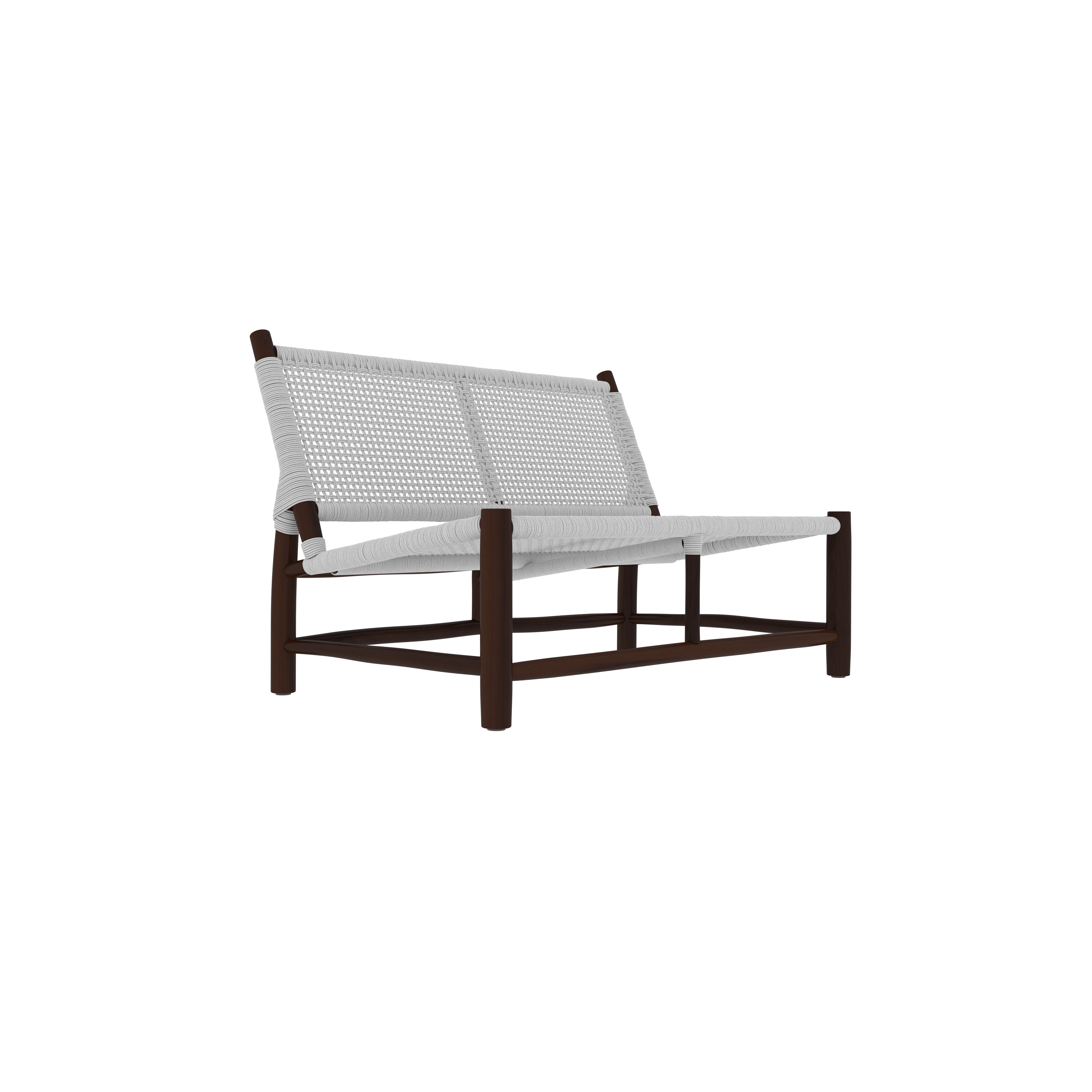 Contemporary Woven Rope Wooden Bench | Minimalist 2-Seater Lounge Chair Bench
