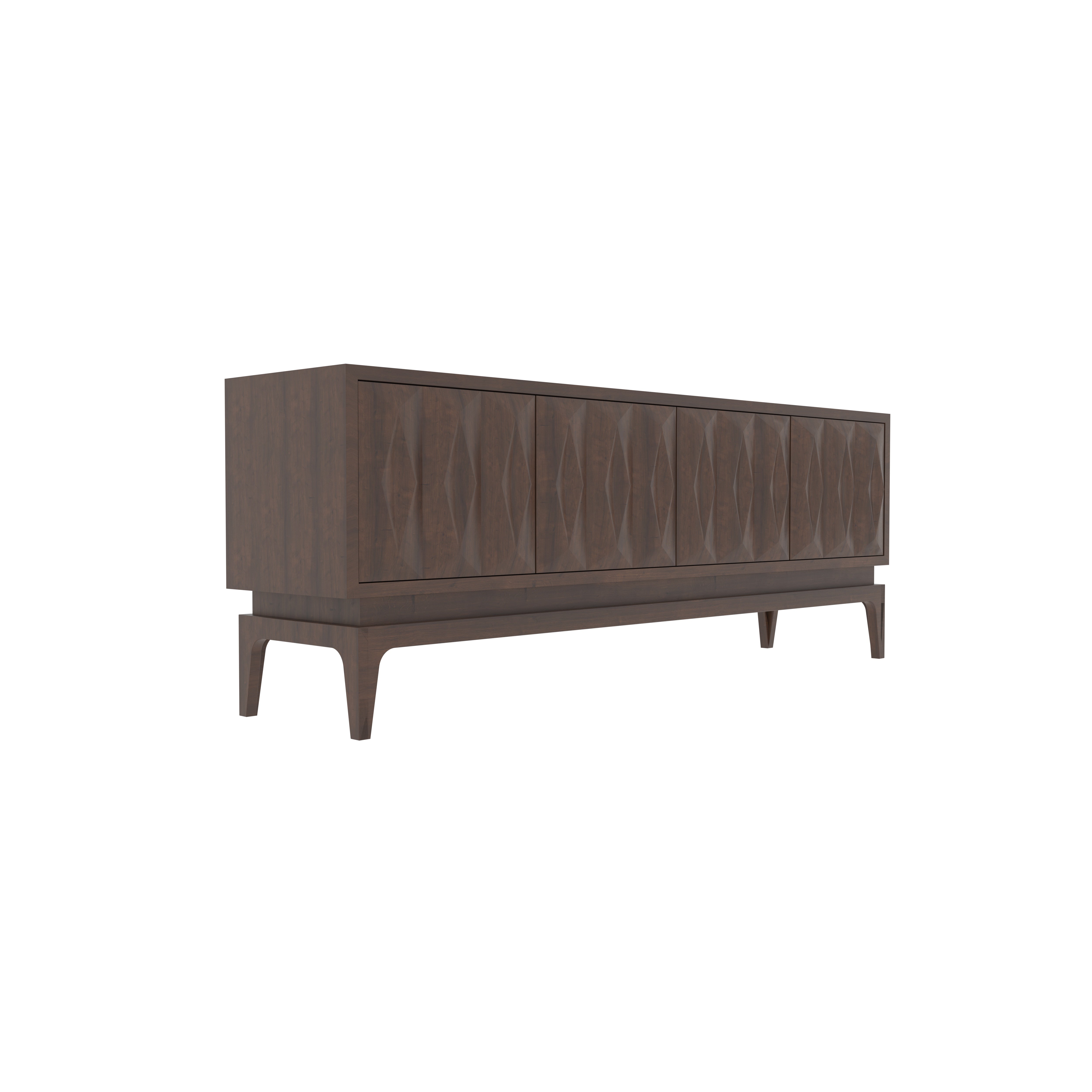 Vertical Grooved Wooden TV Stand - Mid-Century Modern Media Console Tv stand