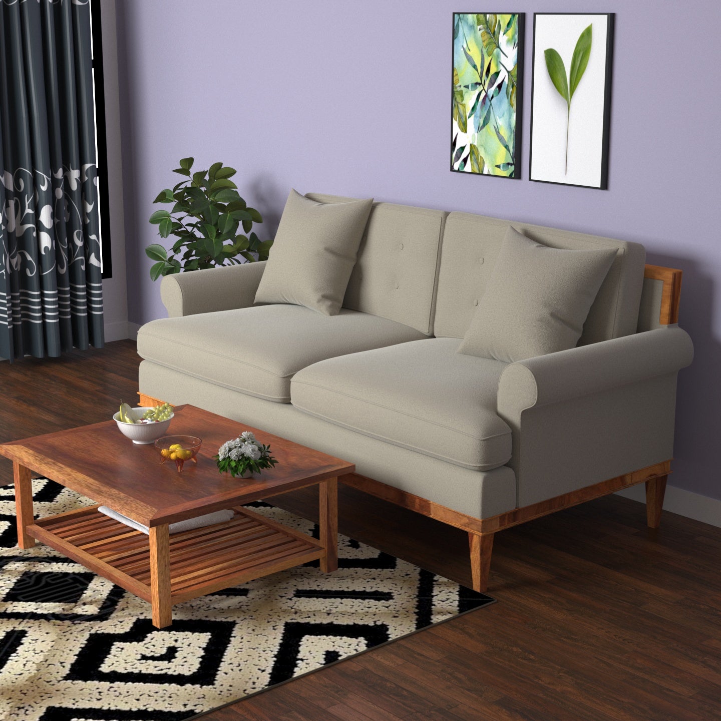 Soft Gray Shaded Premium 2 Seater Sofa Sofa