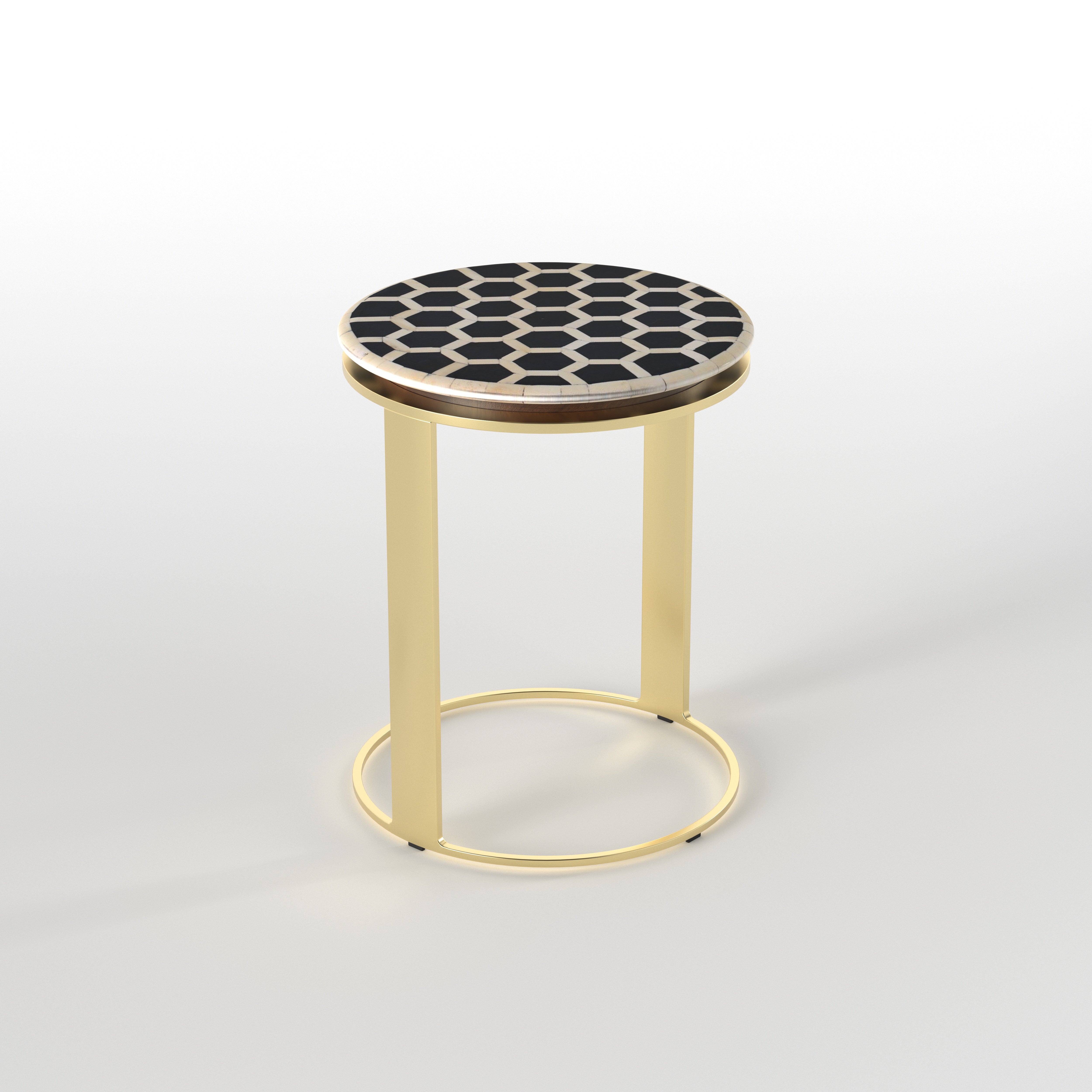 Ogee Trellis End Table - Hand-Painted Moroccan Design End Table