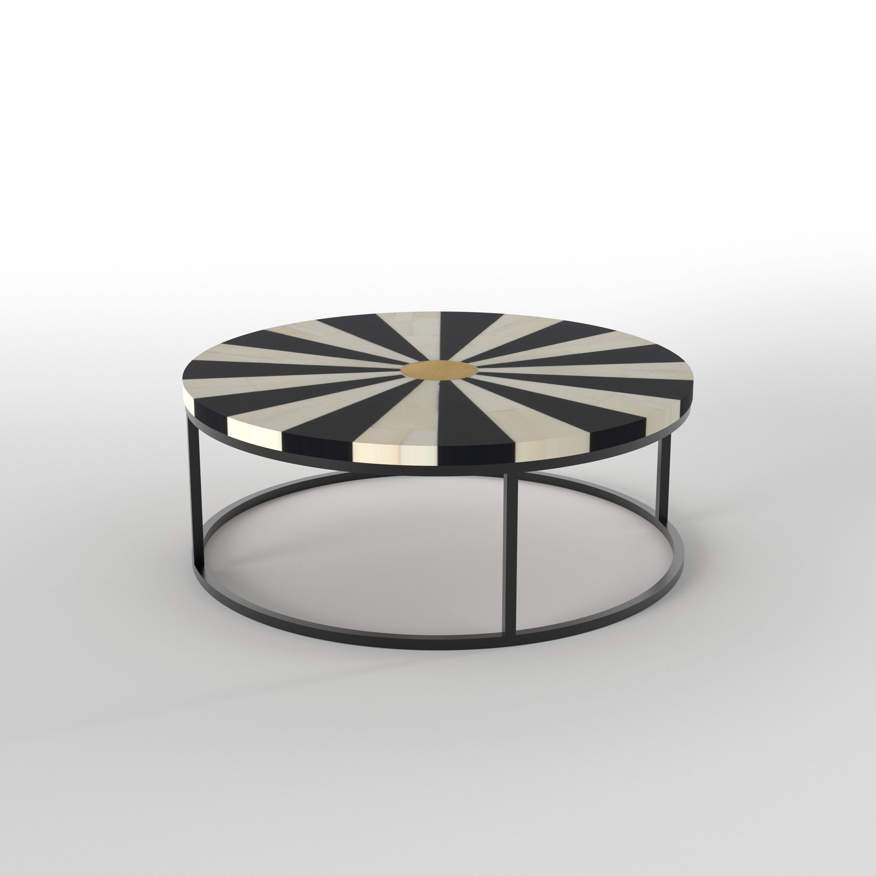 Starburst Pattern Coffee Table - Hand-Painted Indian Design Coffee Table