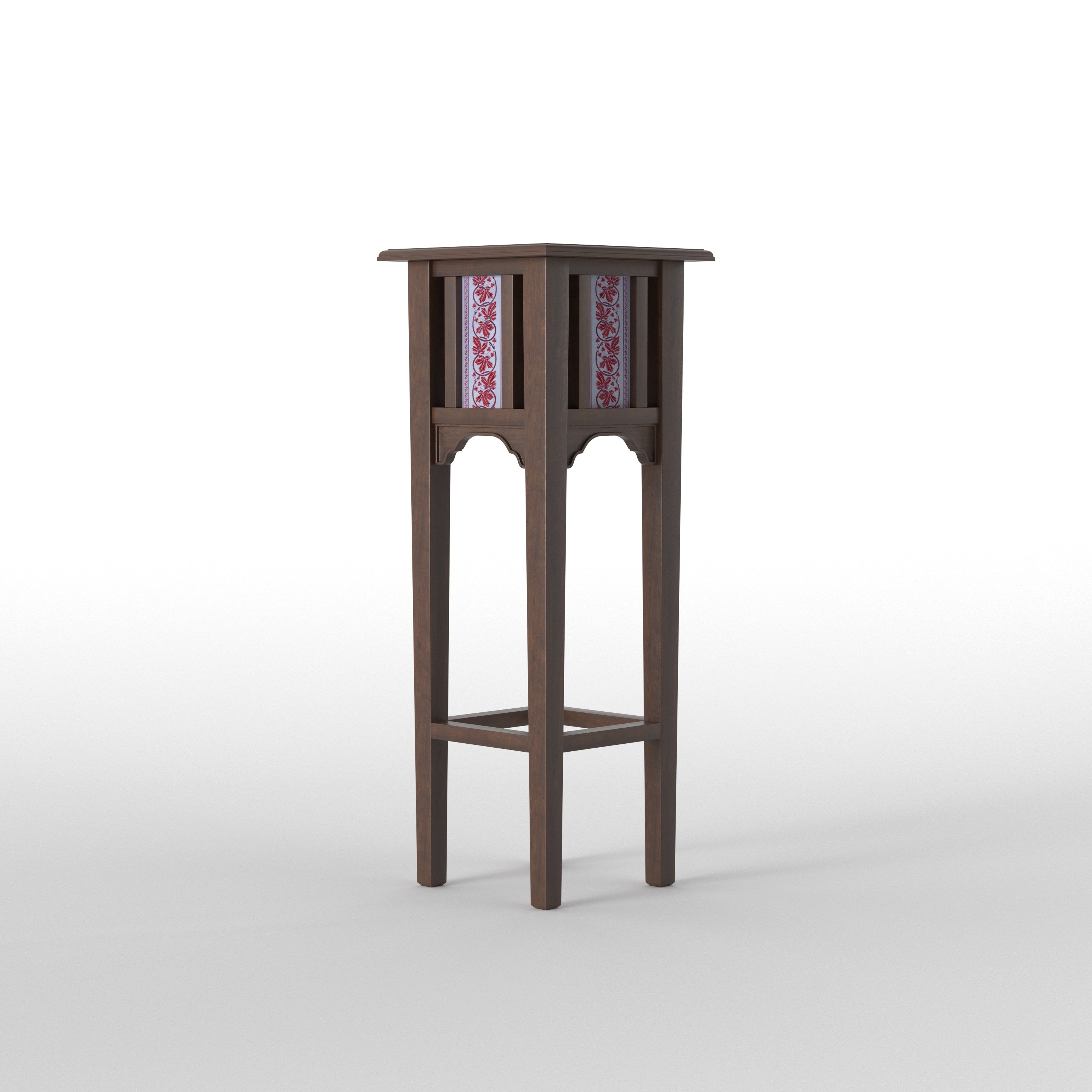 Elegant Tall Pedestal Plant Stand with Decorative Accents End Table
