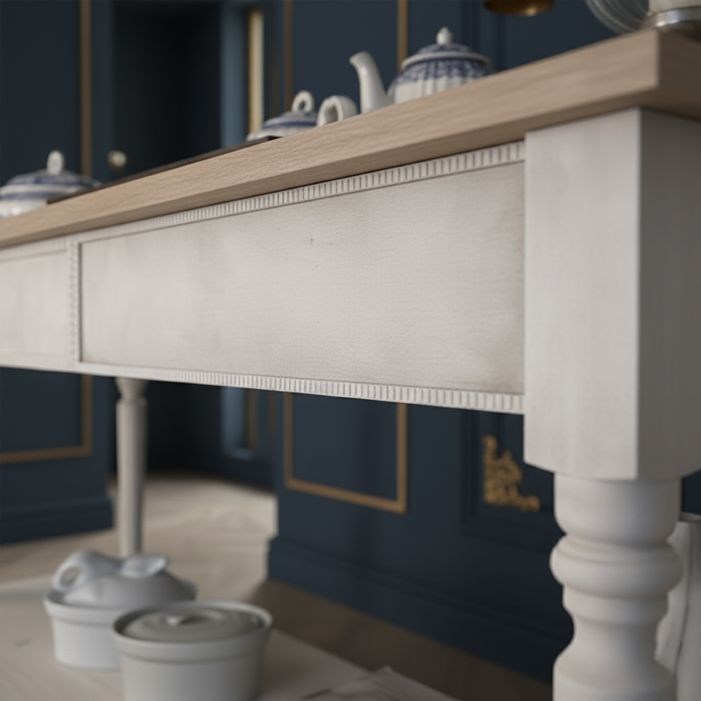 Ornate Baroque Console Table with Carved Details - Luxury White Finish Console Table