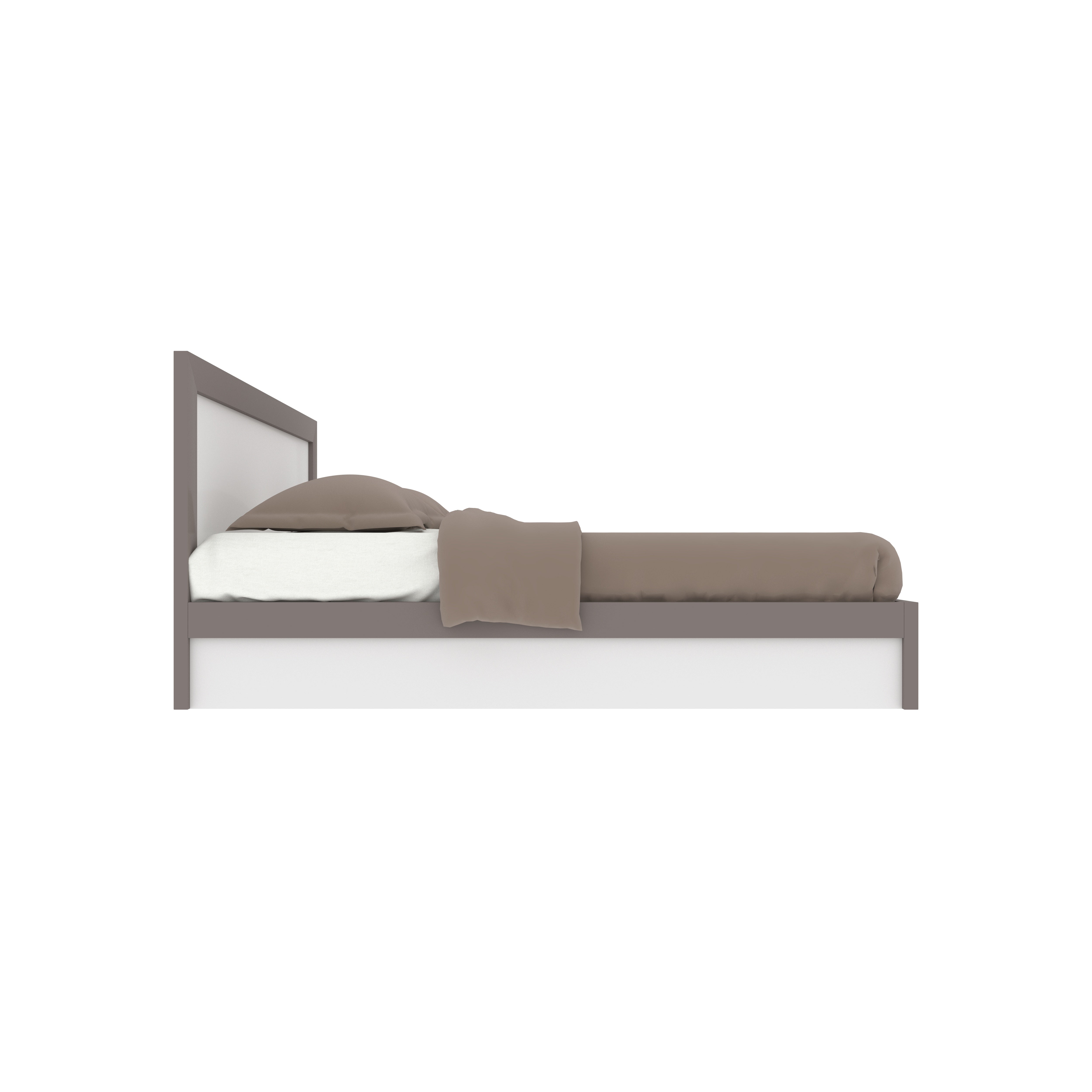 Modern King Size Bed with Cushioned Headboard Bed