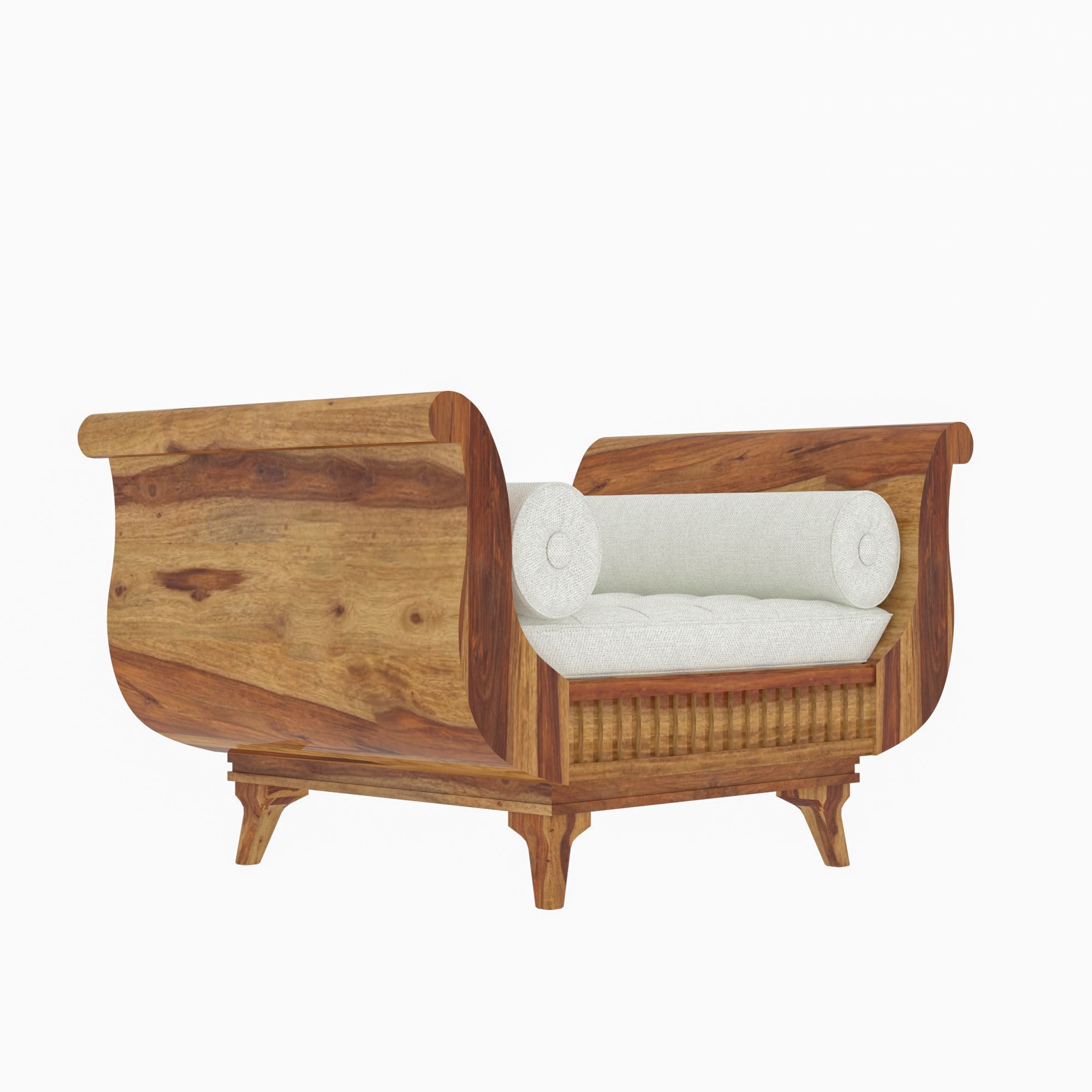 Realm Traditional Light Finished Single Seater Wooden Handmade Sofa Sofa